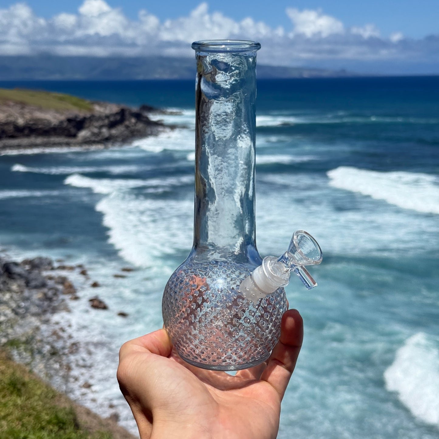 Vintage Hobnail Glass Bong “Nubbly Bong”