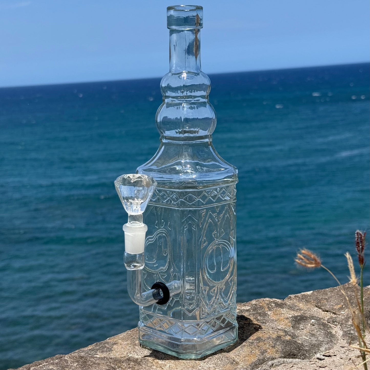 “Quartz Obelisk” Vintage Upcycled Glass Bottle Bong