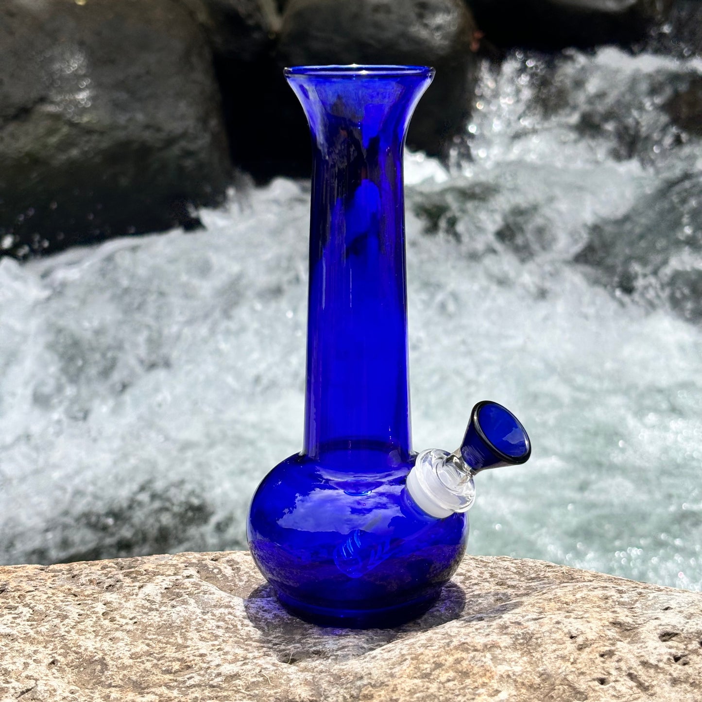 “Cobalt Captivator” Upcycled Vintage Handblown Glass Vase Bong