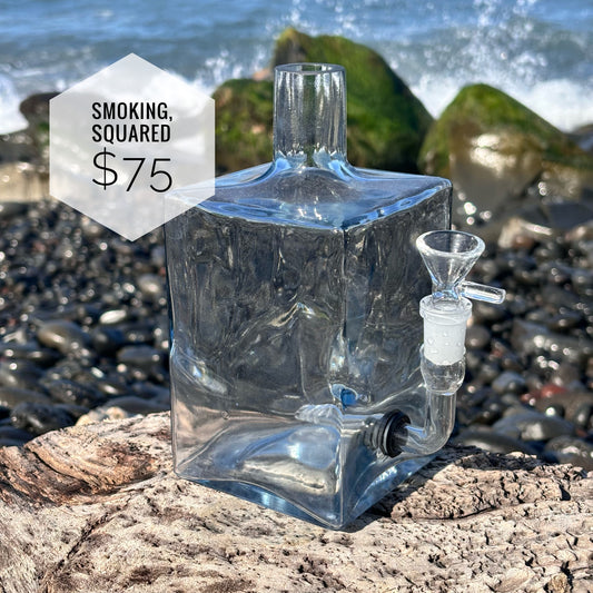 “Smoking, Squared” Upcycled Glass Vase Bong