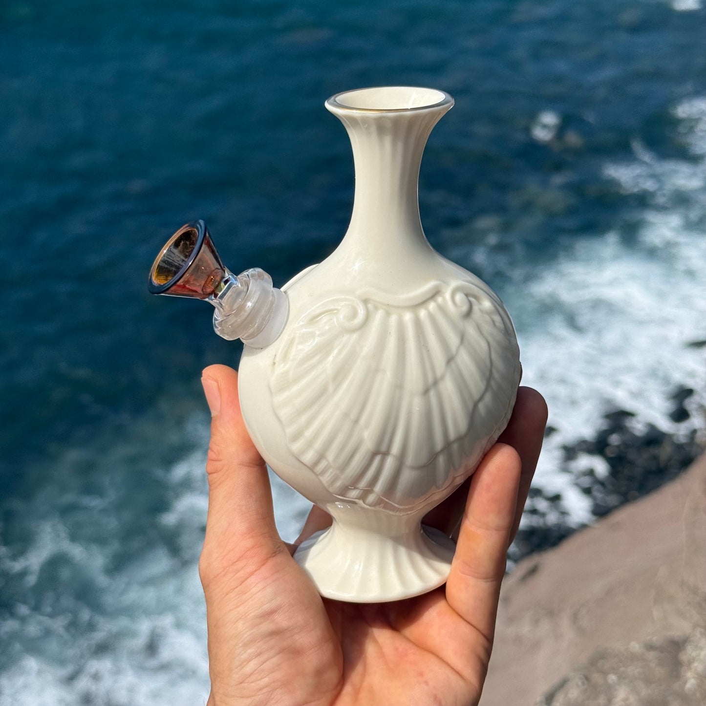 Vintage Ceramic Vase Bong “Ceramic Clamshell”