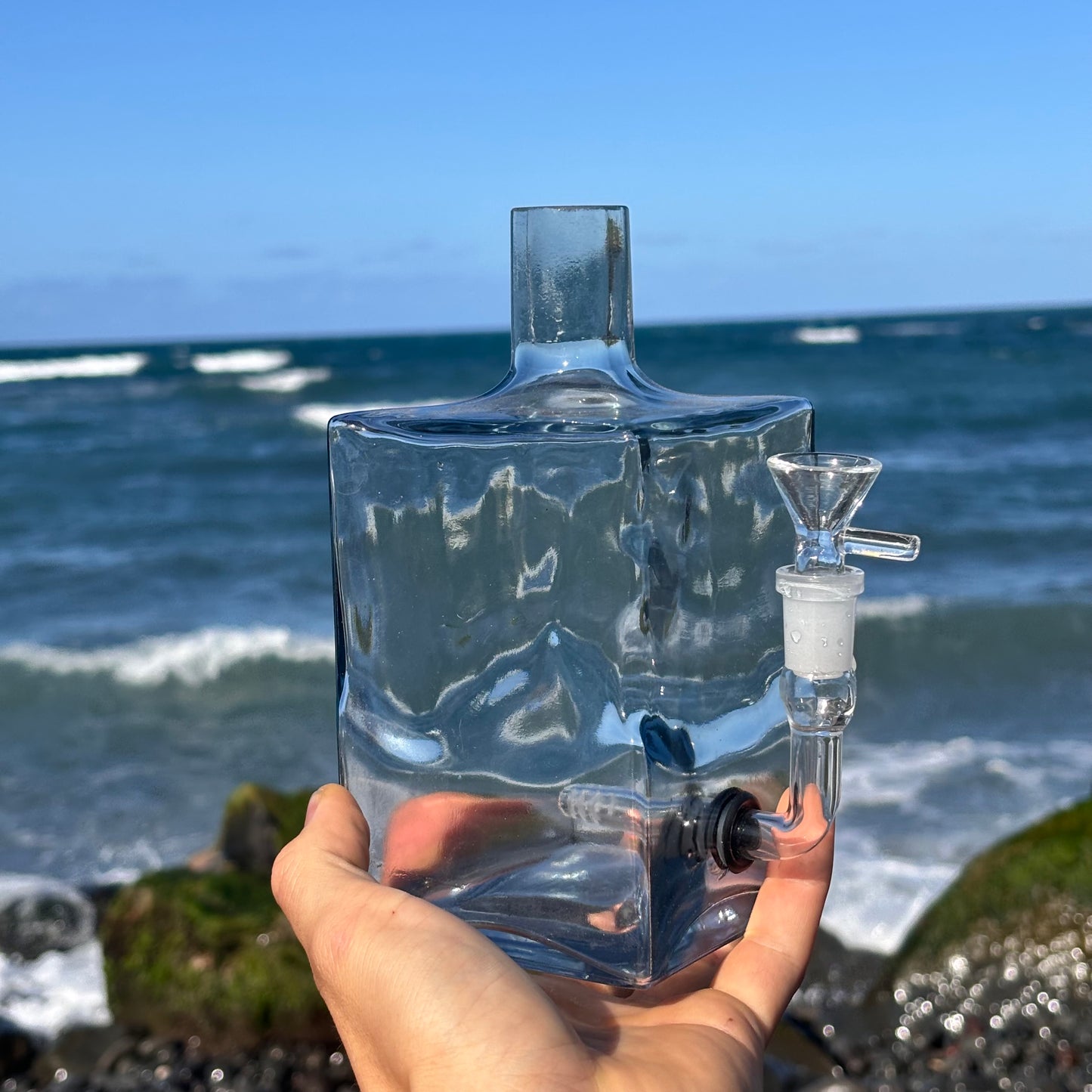 “Smoking, Squared” Upcycled Glass Vase Bong