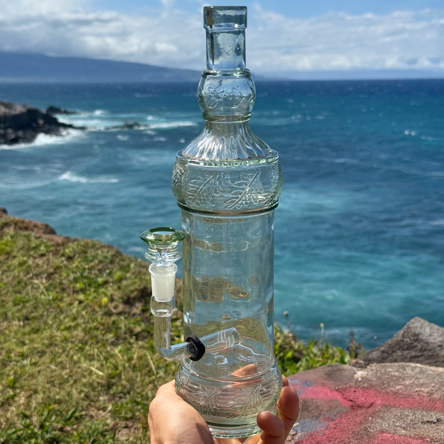Bottle Bong Upcycled Vintage Glass bottle