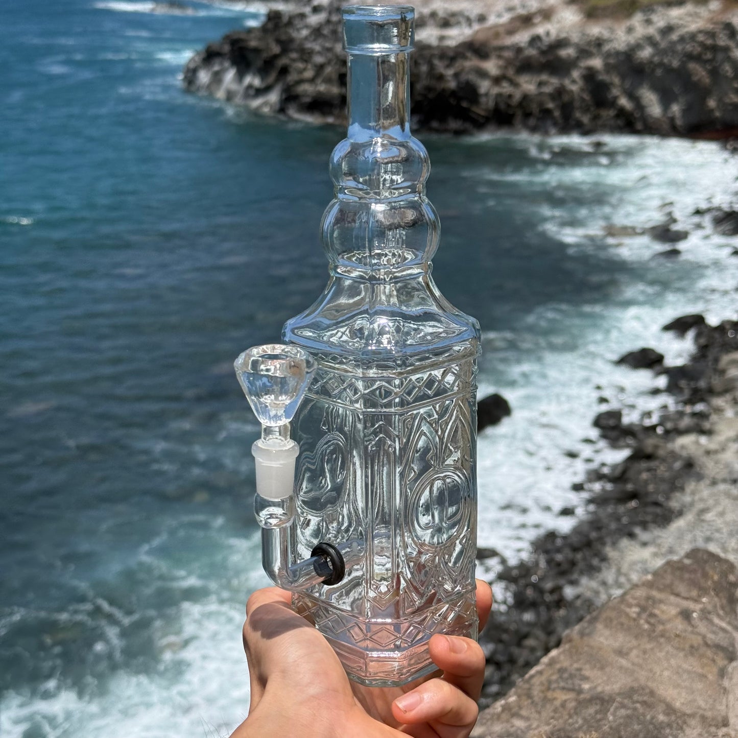 “Quartz Obelisk” Vintage Upcycled Glass Bottle Bong