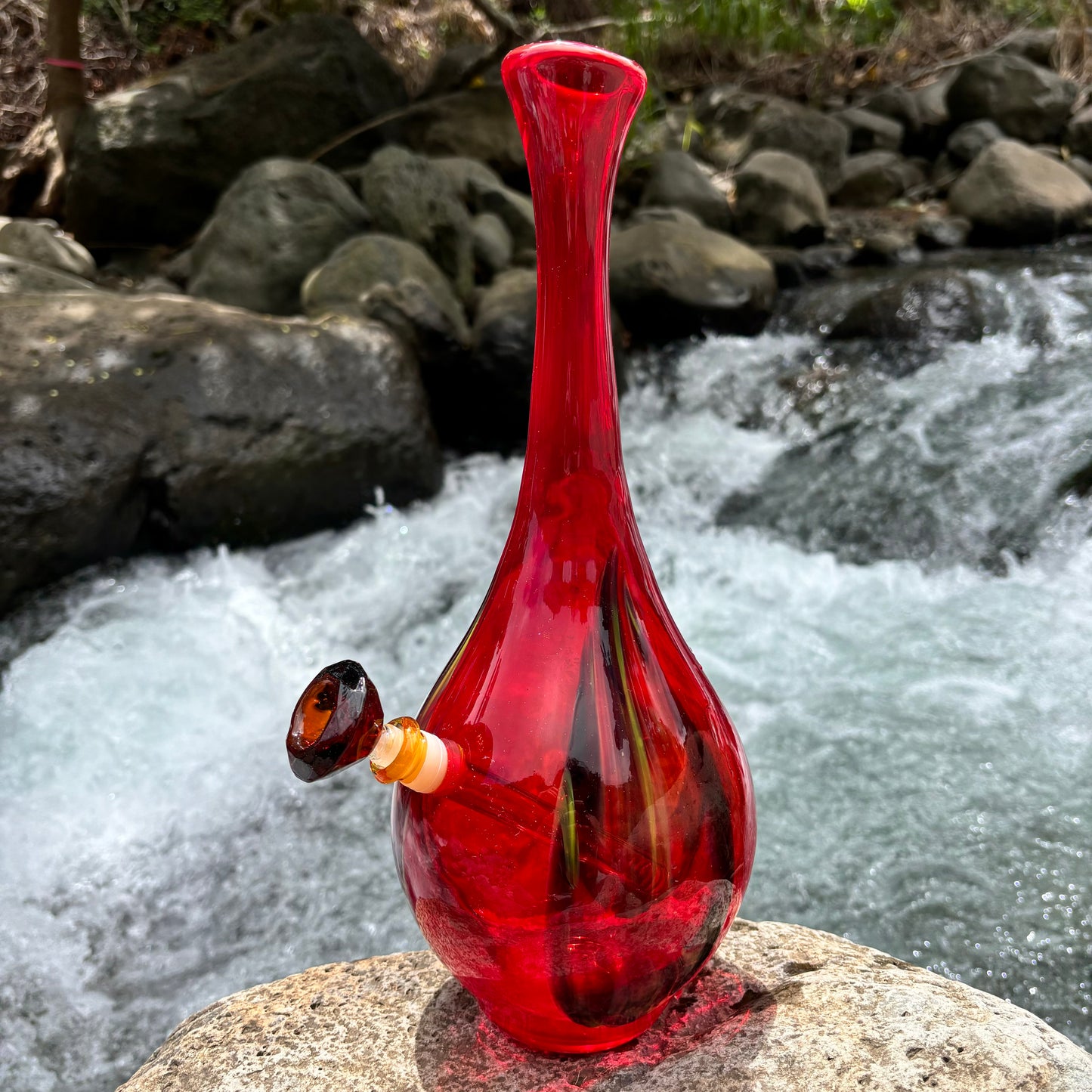 “Solar Flare” Vintage Upcycled Handblown Glass Vase Bong