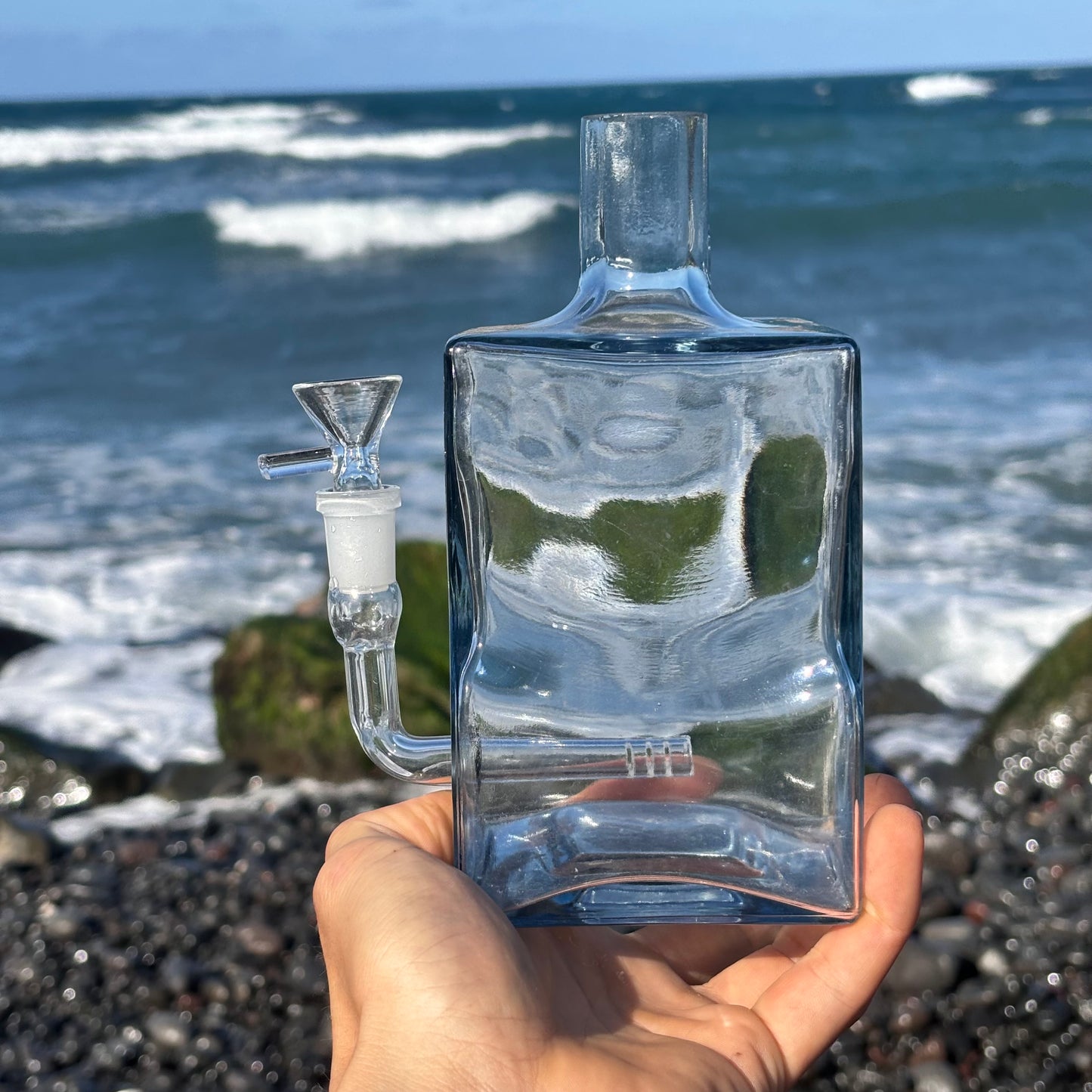 “Smoking, Squared” Upcycled Glass Vase Bong