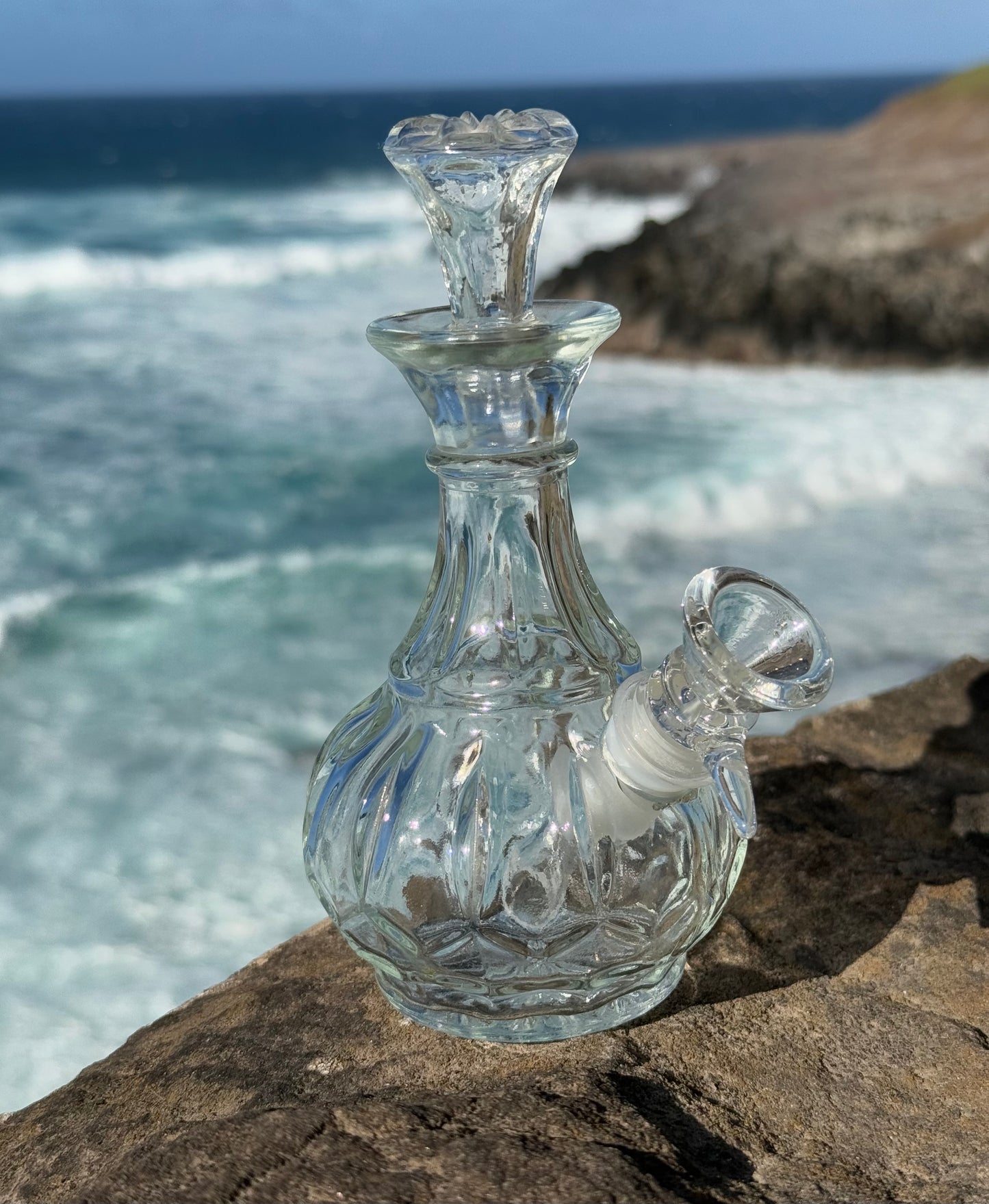 “Crystal Goblin" Upcycled Vintage Glass Vase Bong