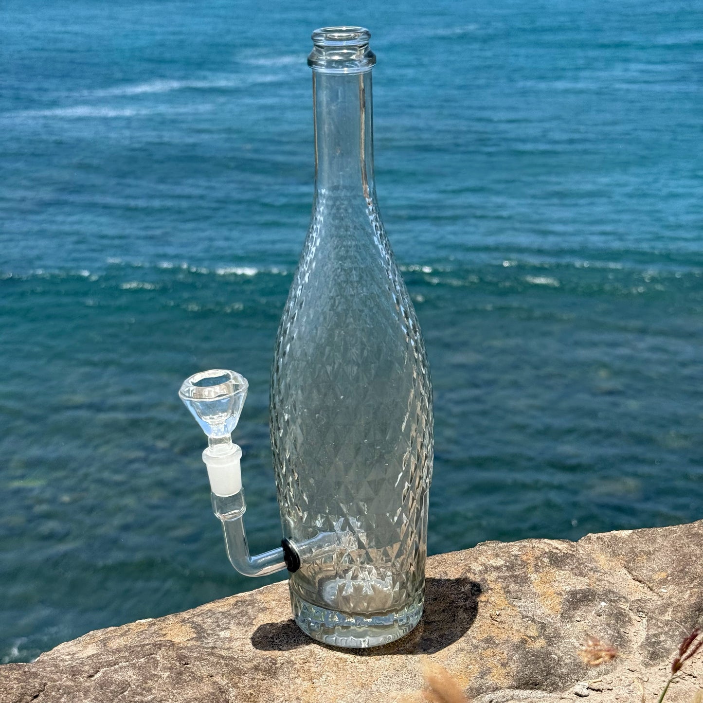 “Embossed Beauty” Upcycled Glass Bottle Bong