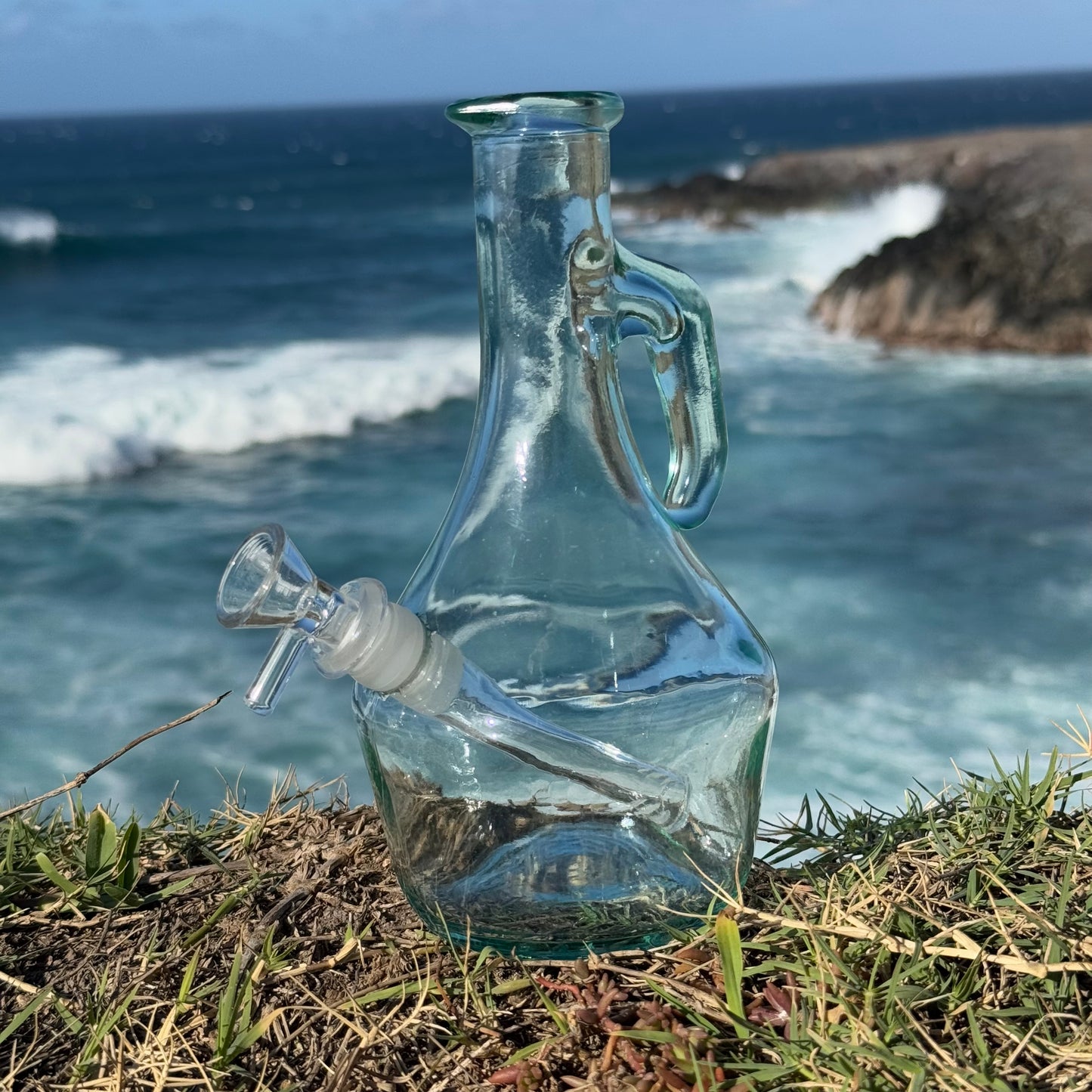 "Bottle Bong" Upcycled Glass Oil Bottle Bong