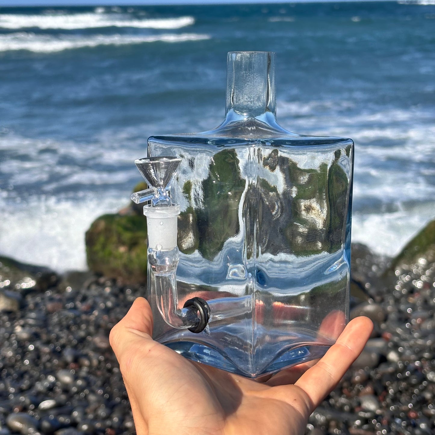 “Smoking, Squared” Upcycled Glass Vase Bong