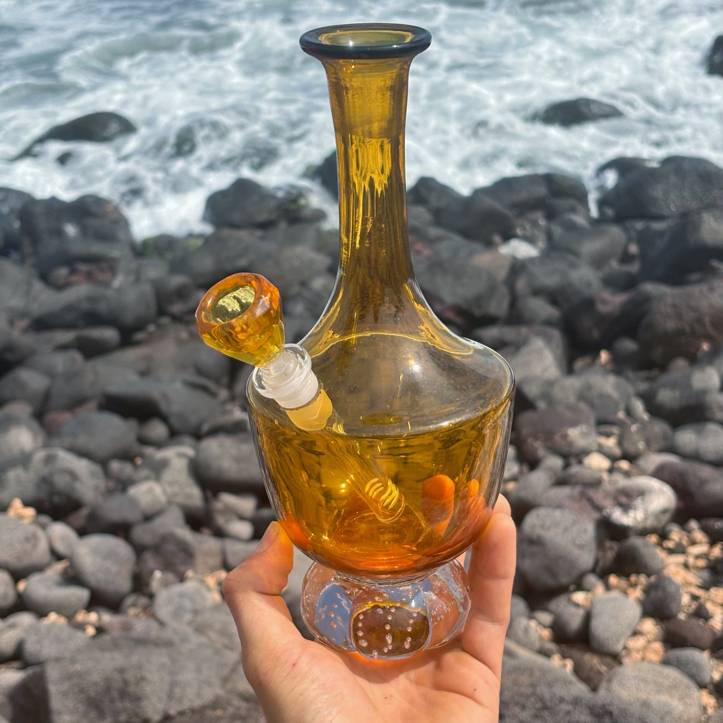 "Citrine Chalice" Vintage Upcycled Handblown Glass Vase Bong
