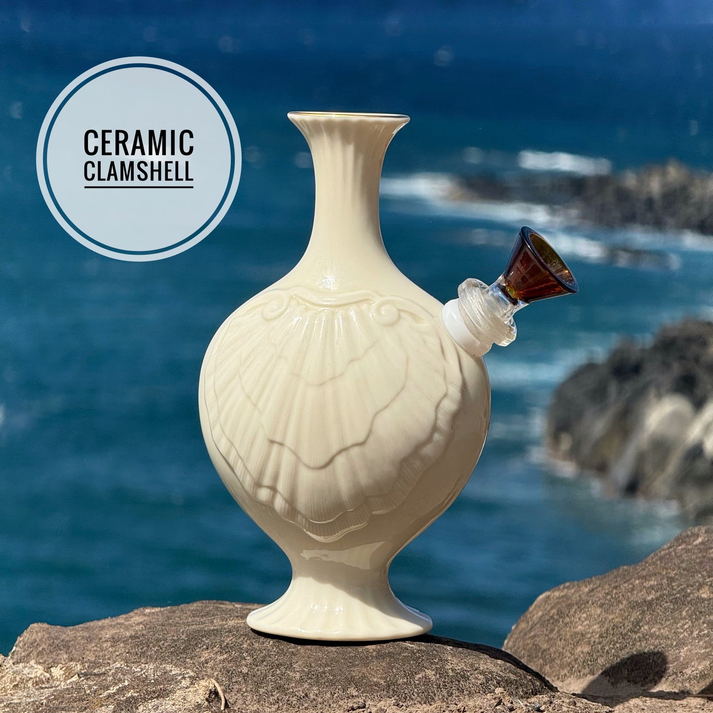 Vintage Ceramic Vase Bong “Ceramic Clamshell”