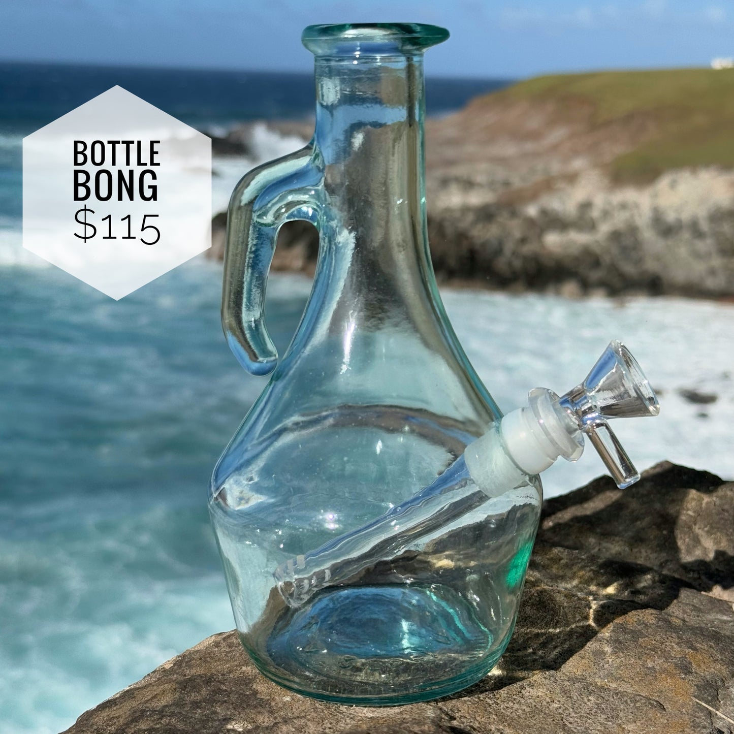 "Bottle Bong" Upcycled Glass Oil Bottle Bong