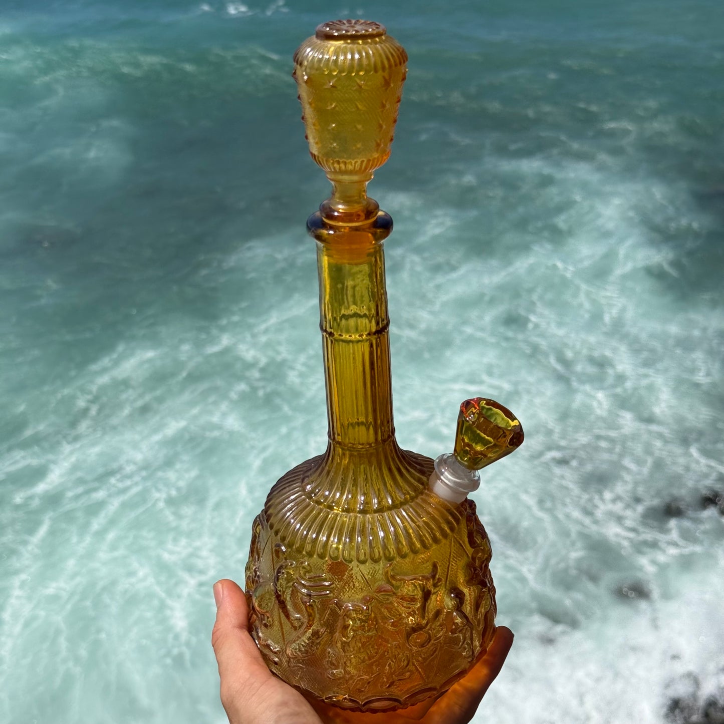 Vintage Decanter Bong “Citrine Constellation”