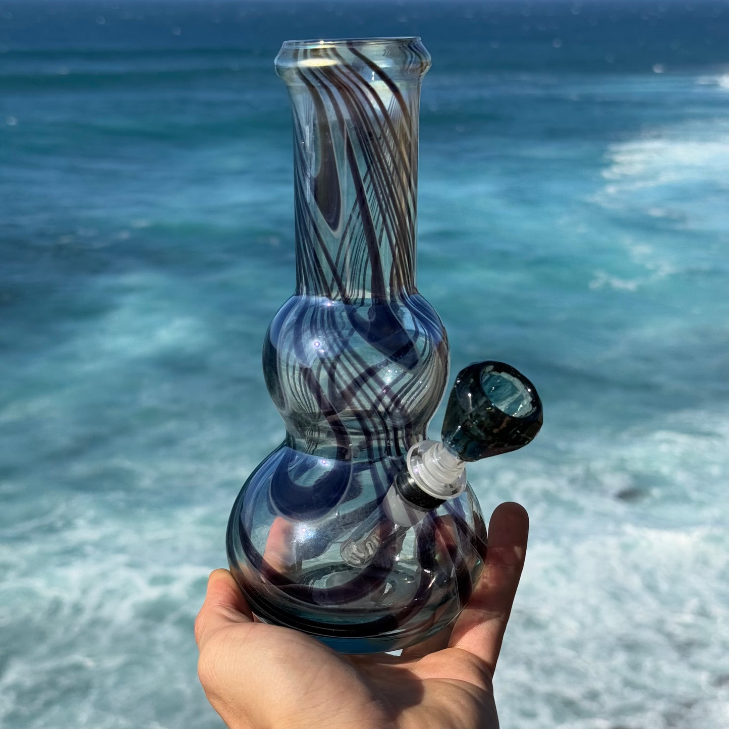 “Smoky Chalice” Vintage Upcycled Glass Vase Bong
