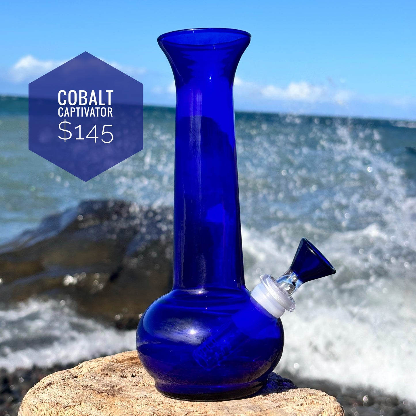 “Cobalt Captivator” Upcycled Vintage Handblown Glass Vase Bong