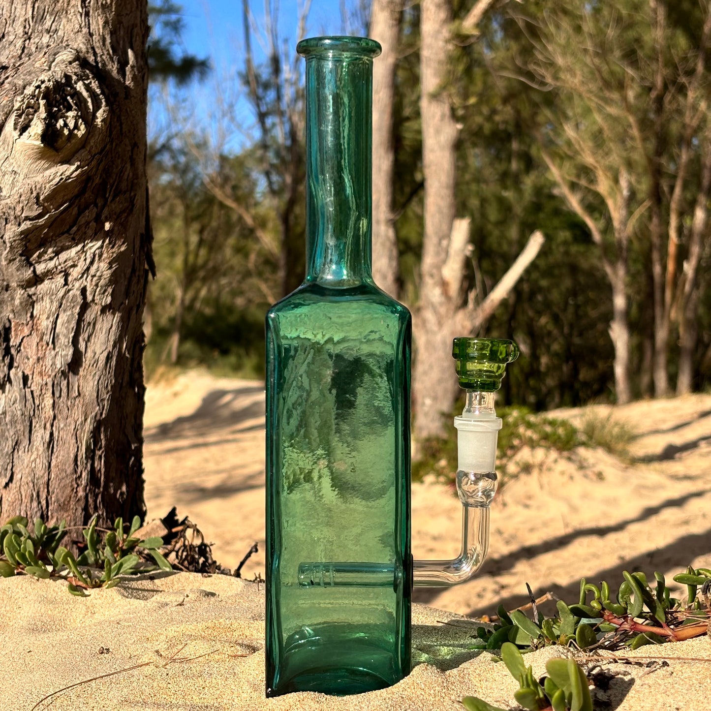 “Verdant Volcano” Upcycled Glass Bottle Bong