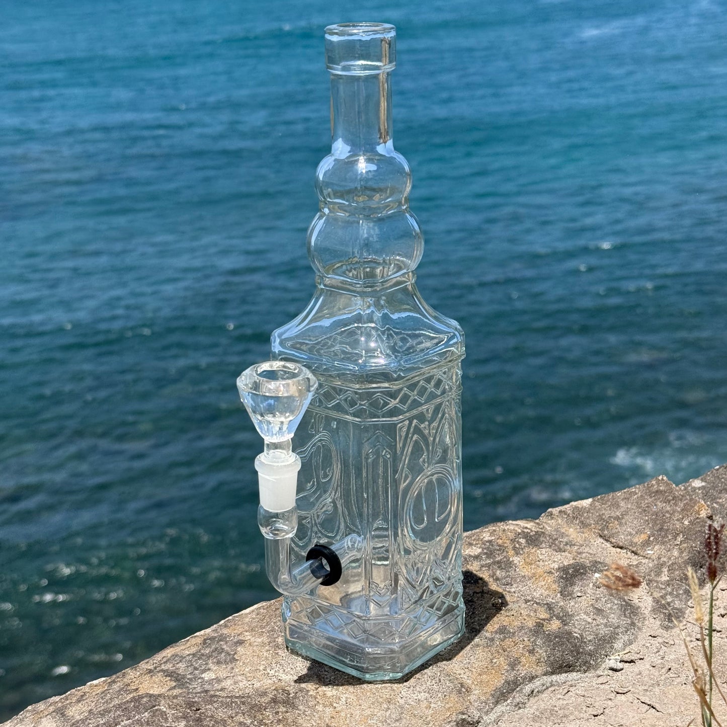 “Quartz Obelisk” Vintage Upcycled Glass Bottle Bong