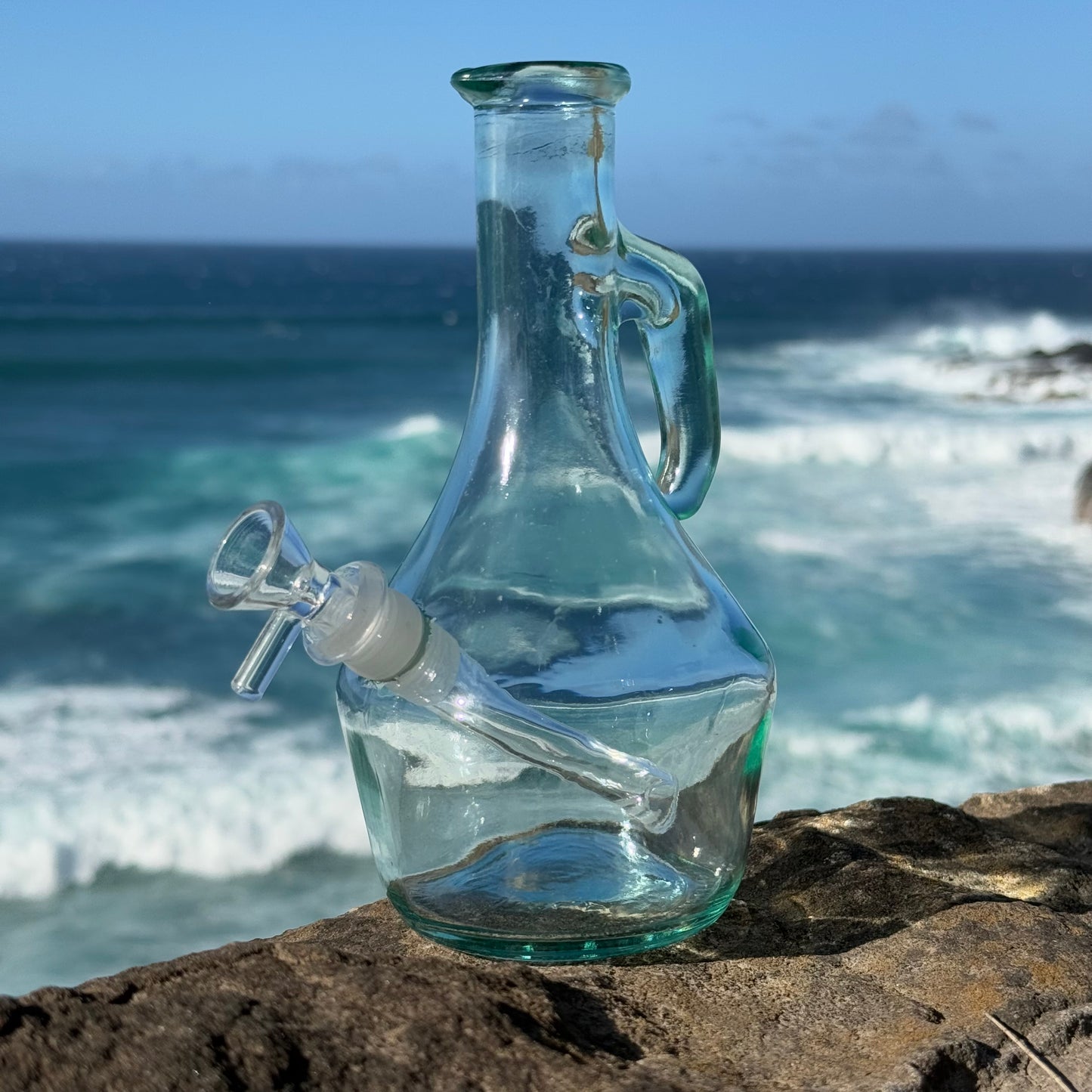 "Bottle Bong" Upcycled Glass Oil Bottle Bong