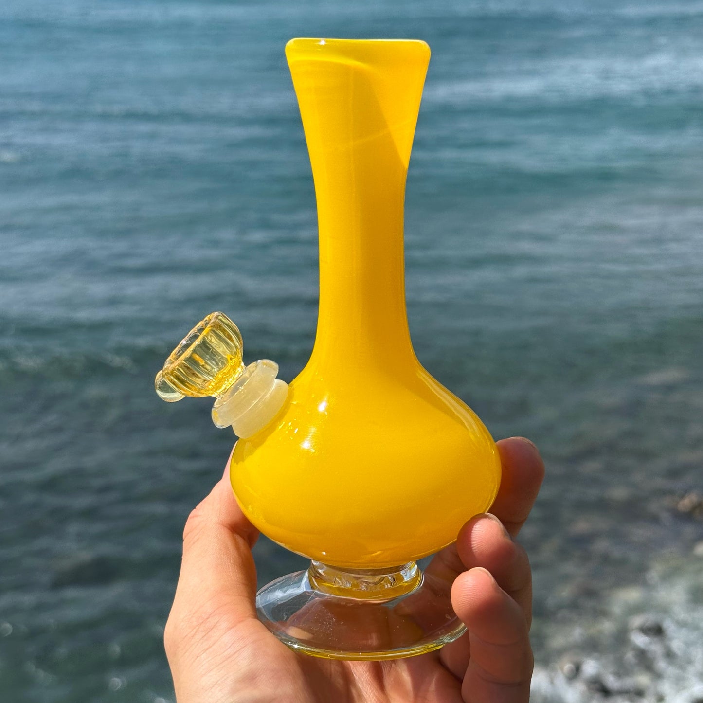 Vintage Yellow Glass Vase Bong “Daffodil Drop”