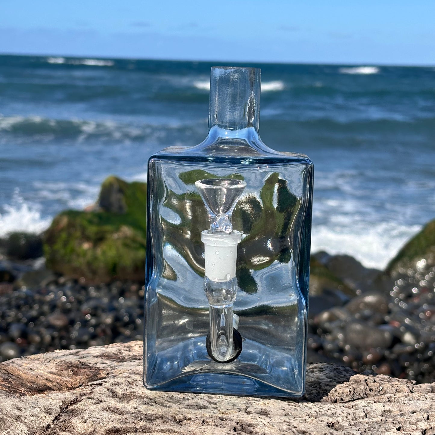 “Smoking, Squared” Upcycled Glass Vase Bong