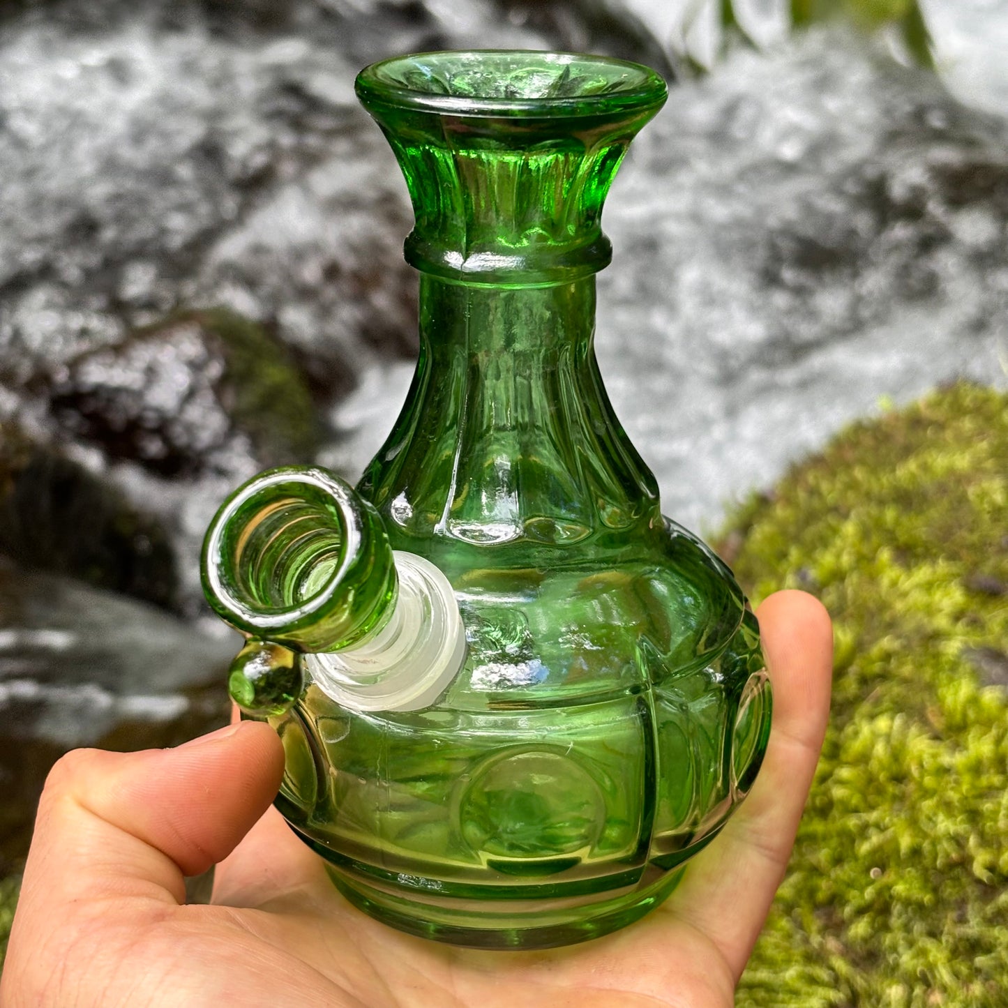 “Green Goblin” Vintage Upcycled Glass Glass Bong