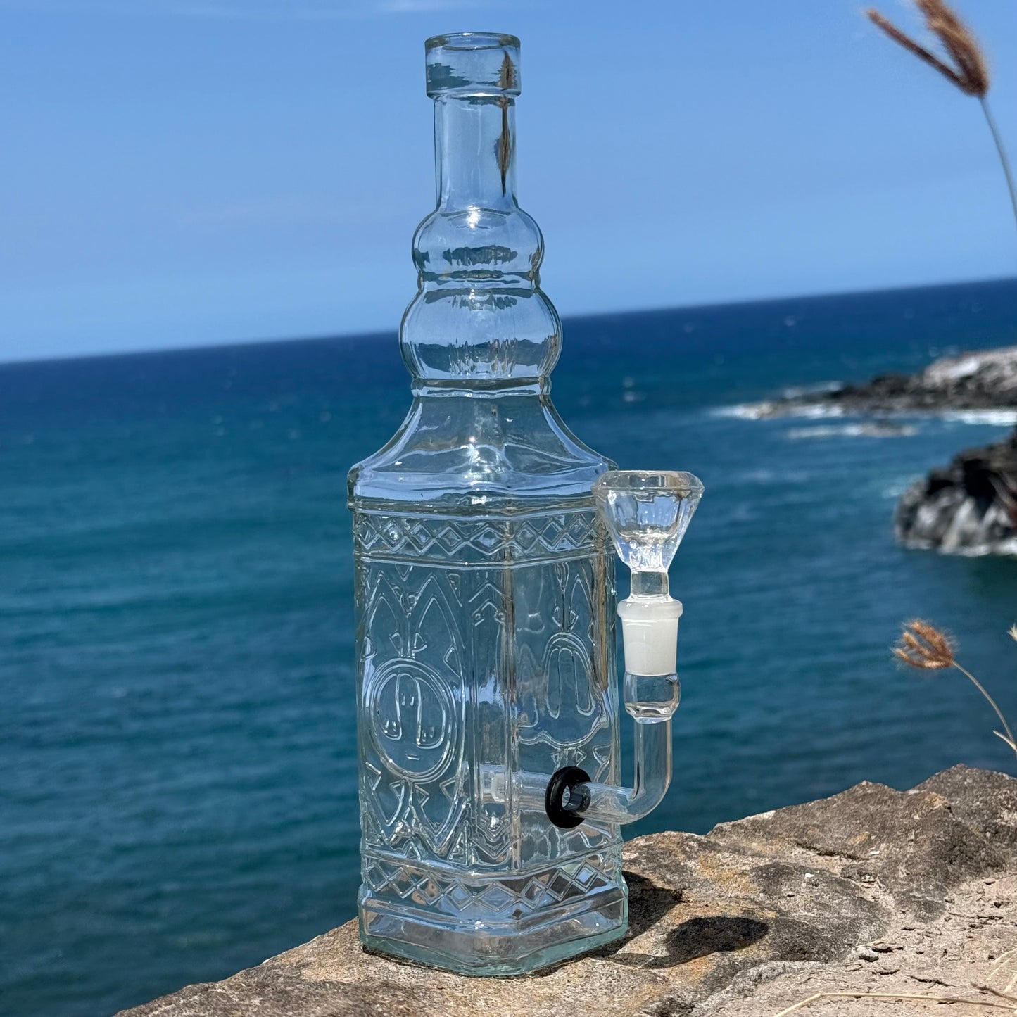 “Quartz Obelisk” Vintage Upcycled Glass Bottle Bong