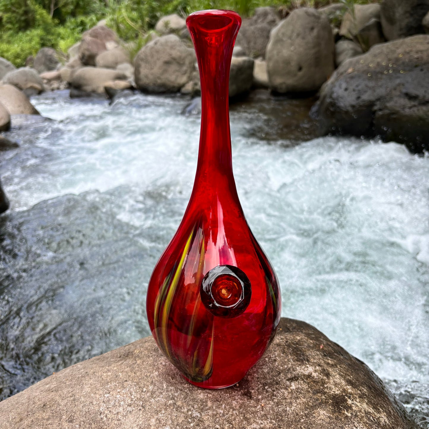 “Solar Flare” Vintage Upcycled Handblown Glass Vase Bong