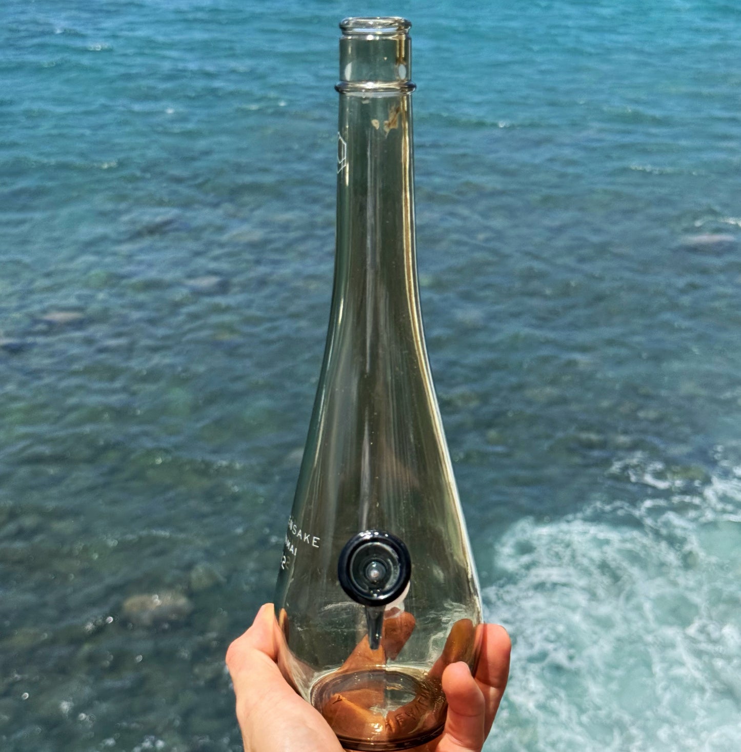 “Bottle Bong” Upcycled Smoky Glass Bottle Bong