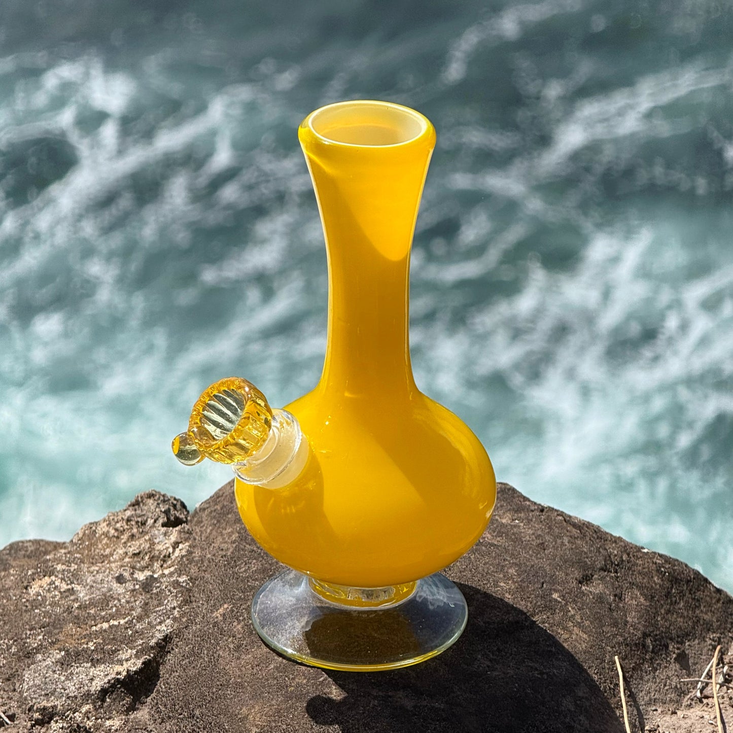 Vintage Yellow Glass Vase Bong “Daffodil Drop”