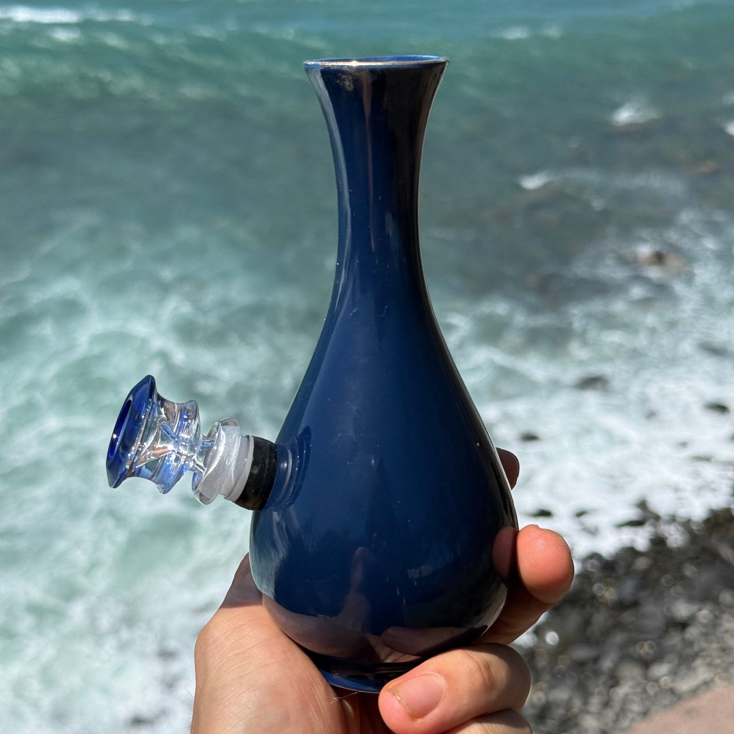 Vintage Ceramic Vase Bong “Cobalt Nautilus”
