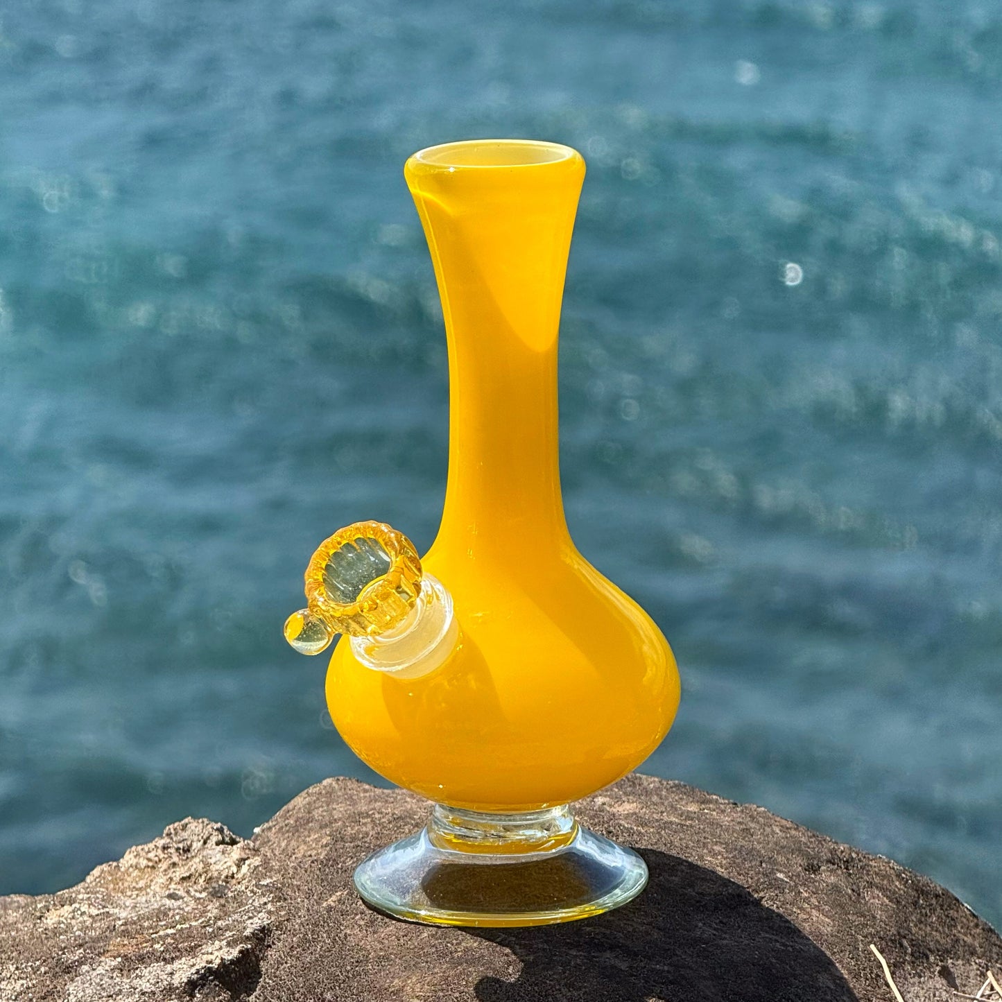 Vintage Yellow Glass Vase Bong “Daffodil Drop”