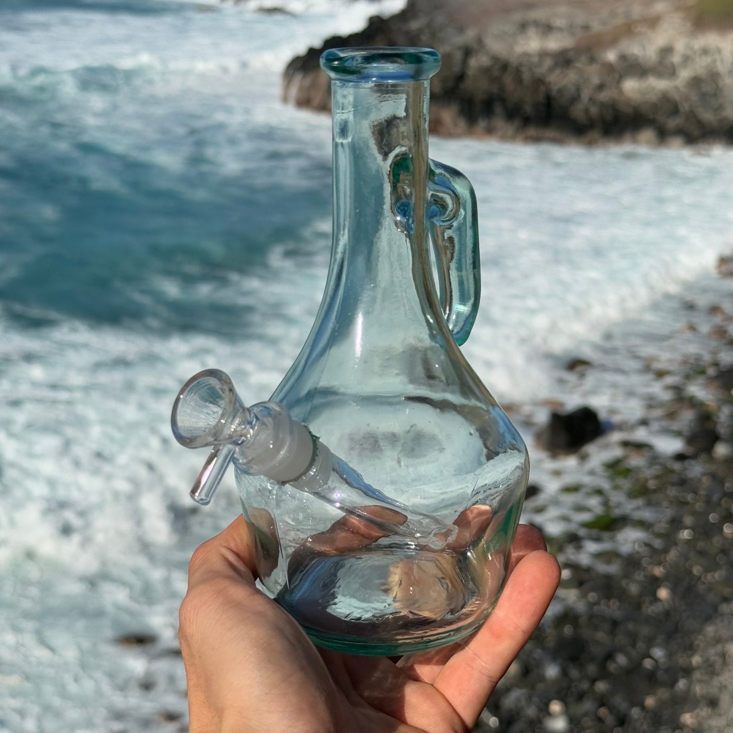 "Bottle Bong" Upcycled Glass Oil Bottle Bong