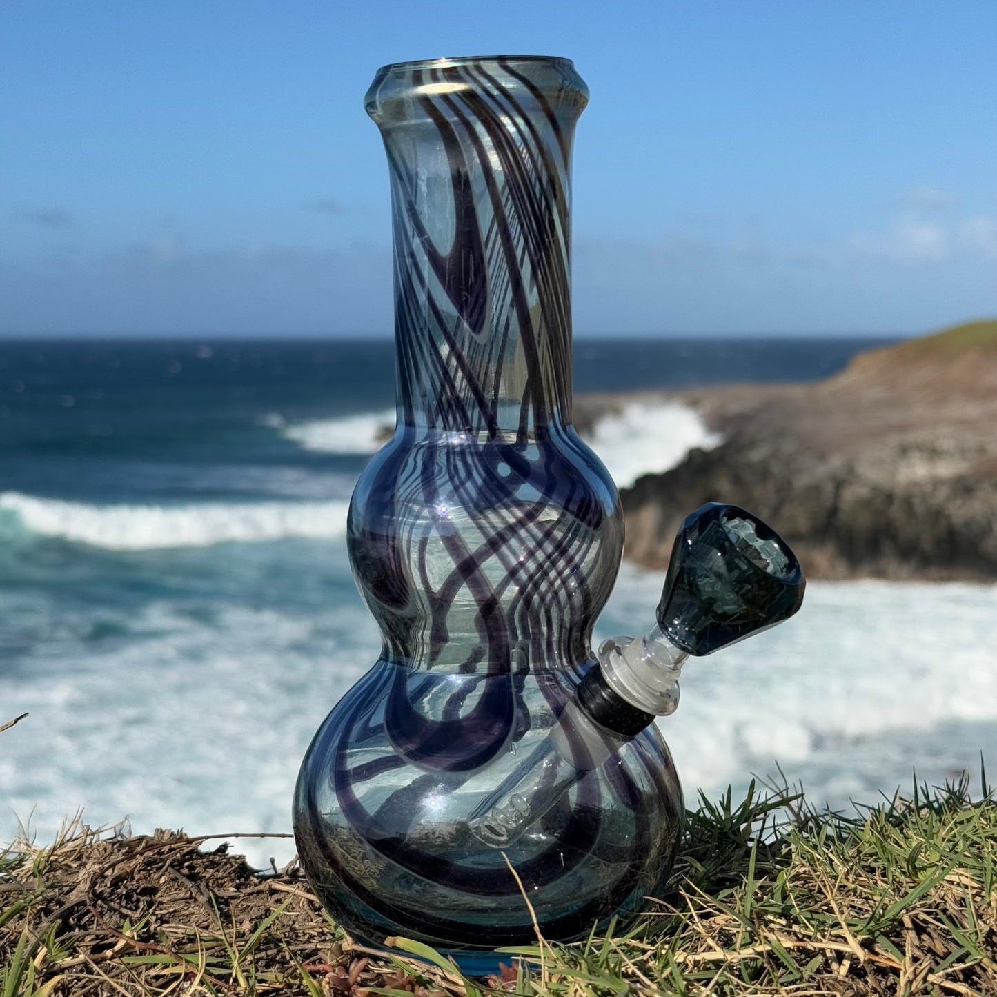 “Smoky Chalice” Vintage Upcycled Glass Vase Bong
