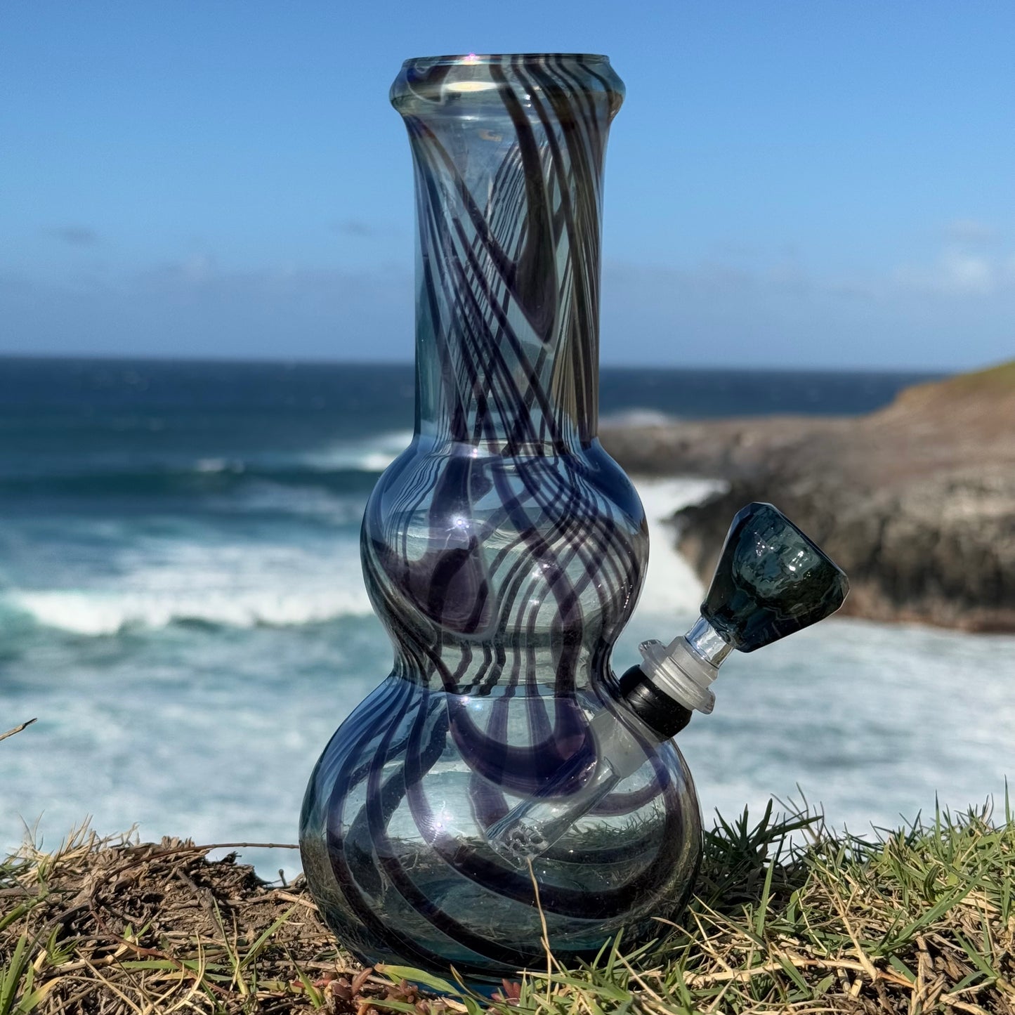 “Smoky Chalice” Vintage Upcycled Glass Vase Bong