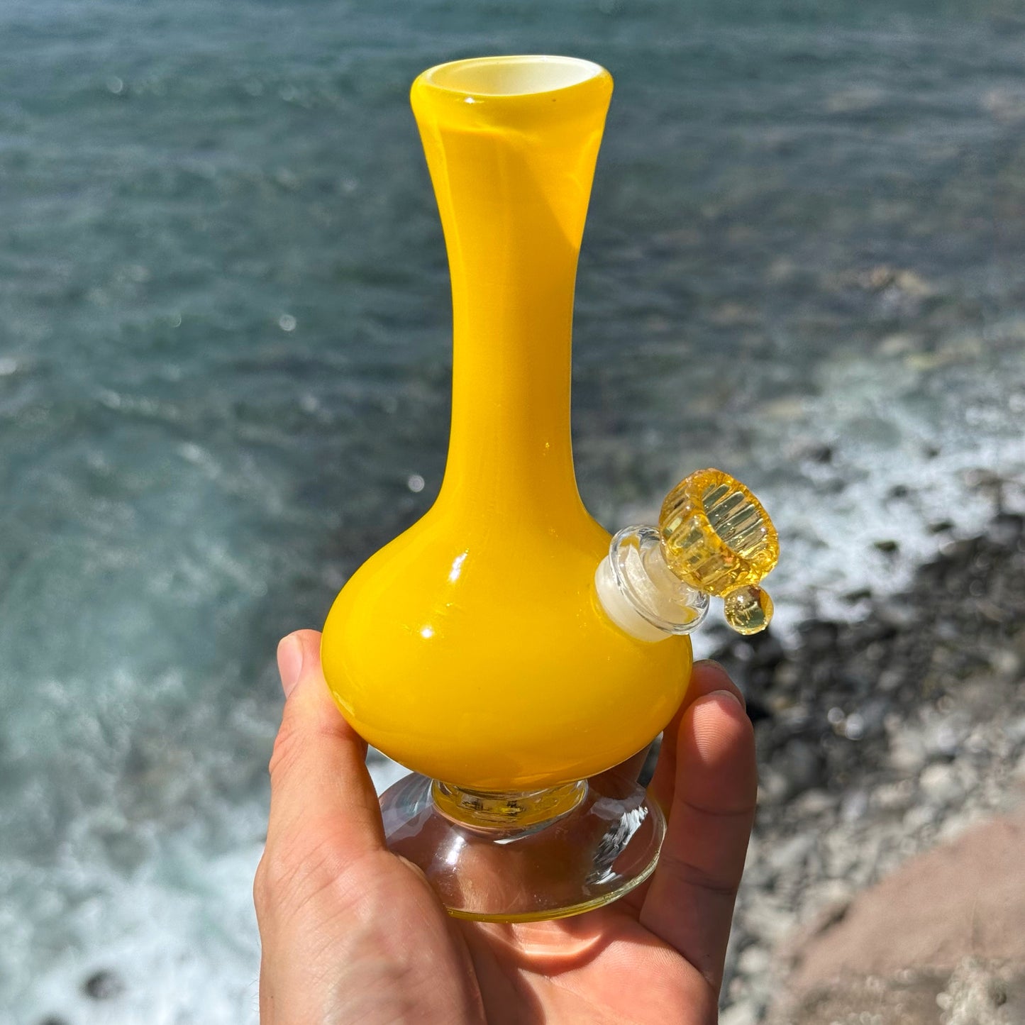 Vintage Yellow Glass Vase Bong “Daffodil Drop”