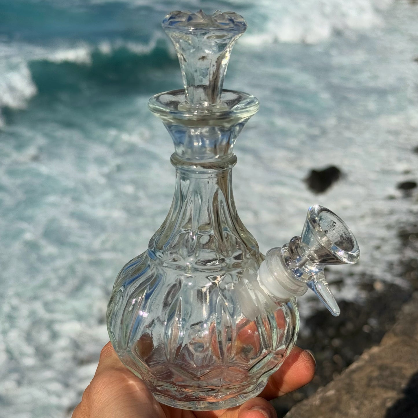 “Crystal Goblin" Upcycled Vintage Glass Vase Bong