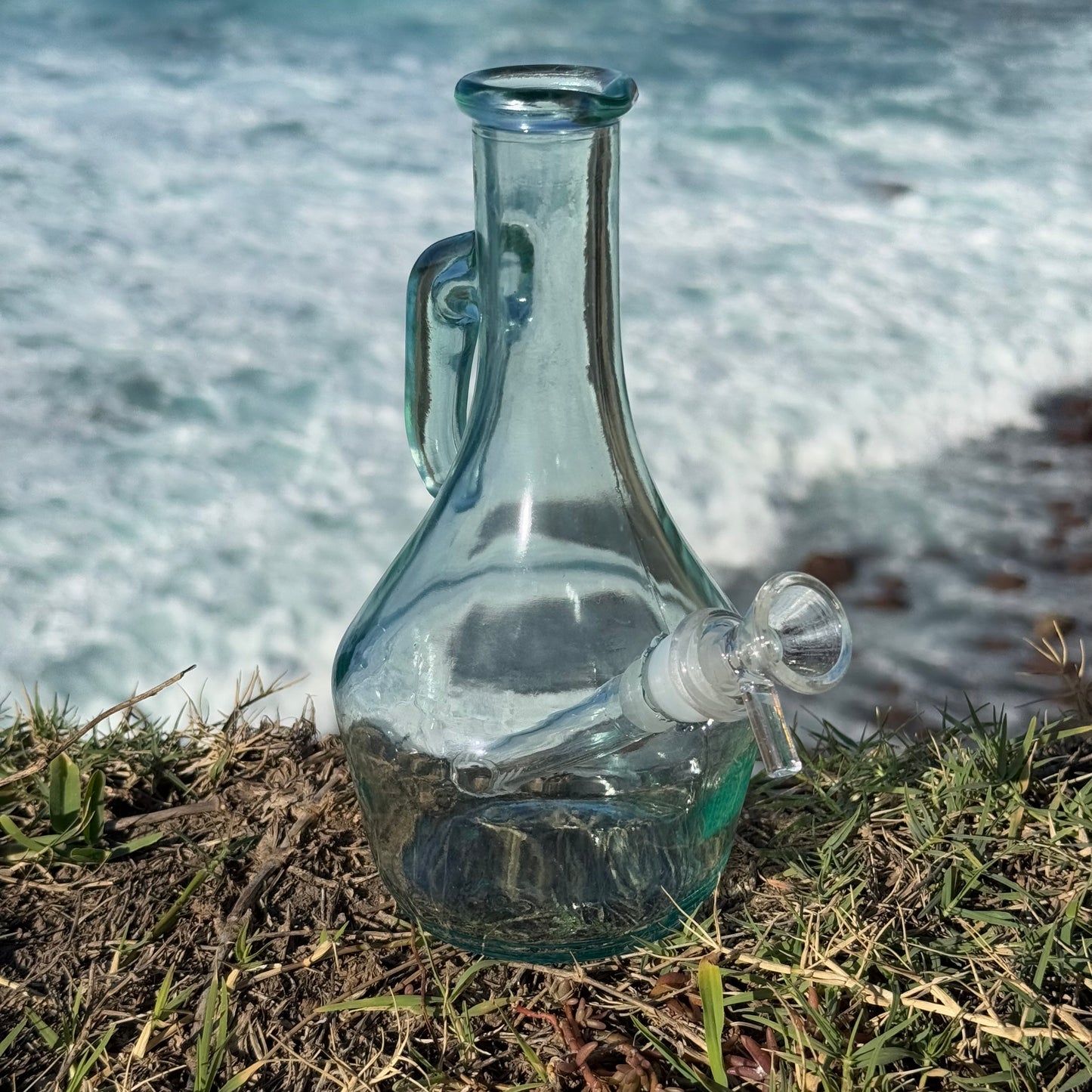 "Bottle Bong" Upcycled Glass Oil Bottle Bong