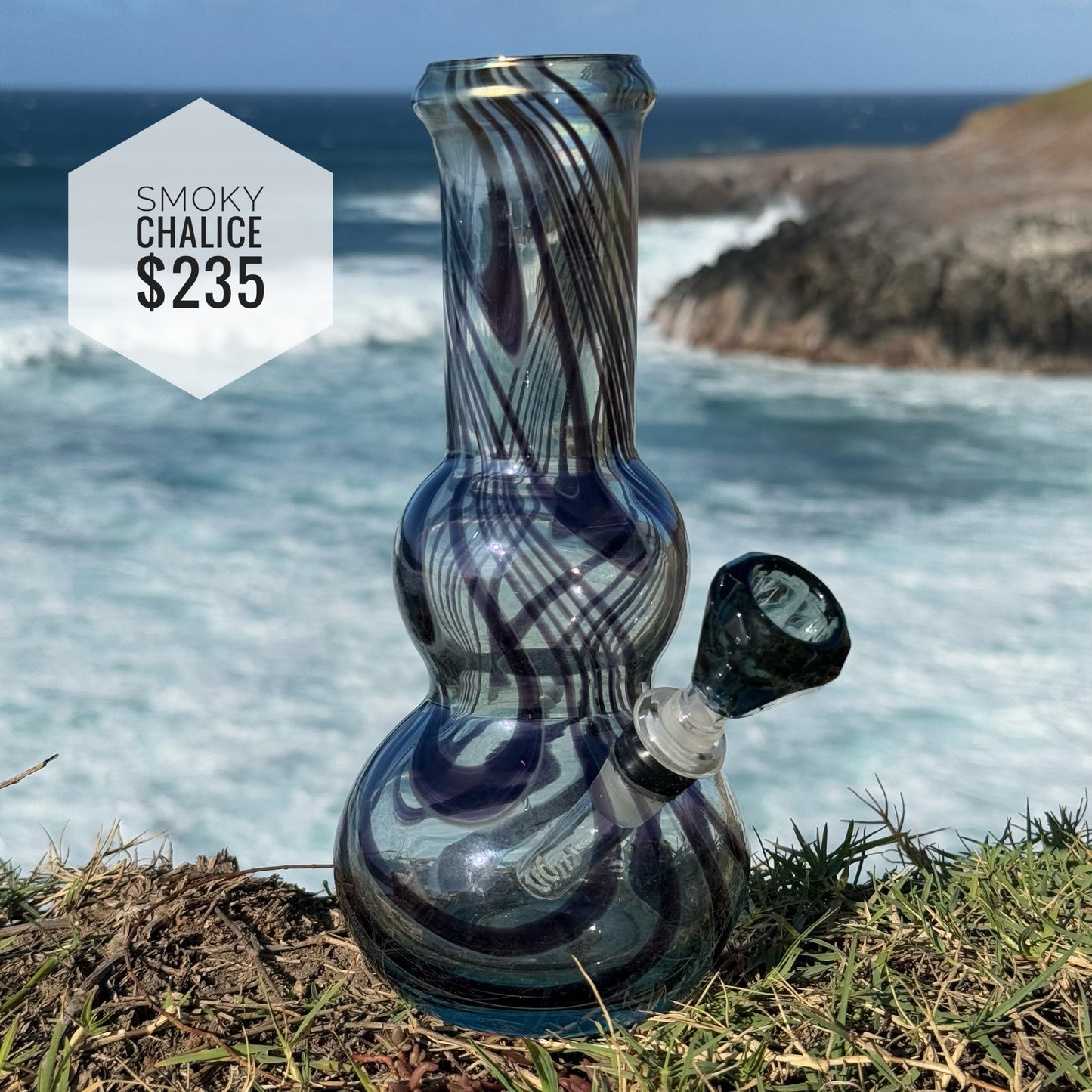 “Smoky Chalice” Vintage Upcycled Glass Vase Bong
