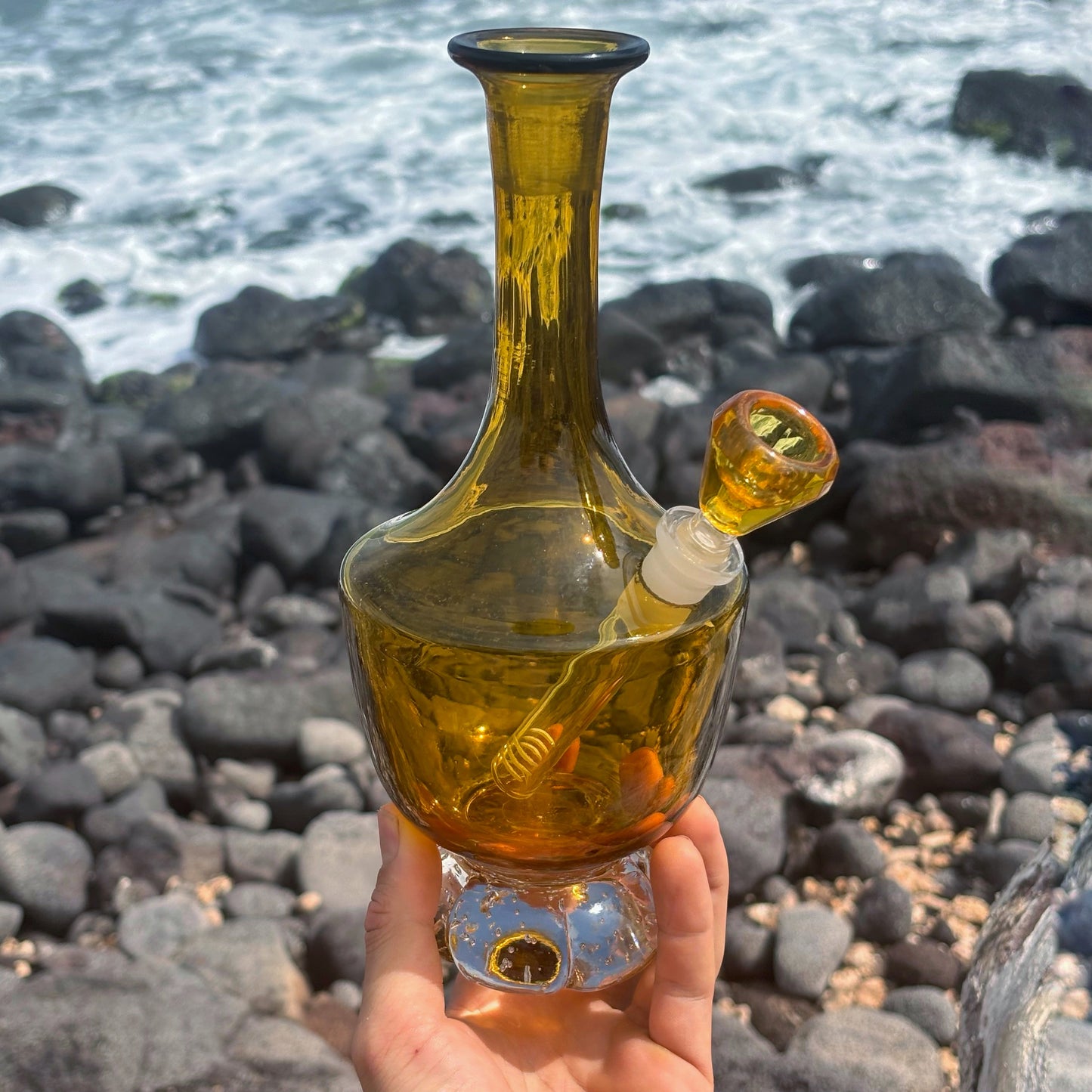"Citrine Chalice" Vintage Upcycled Handblown Glass Vase Bong