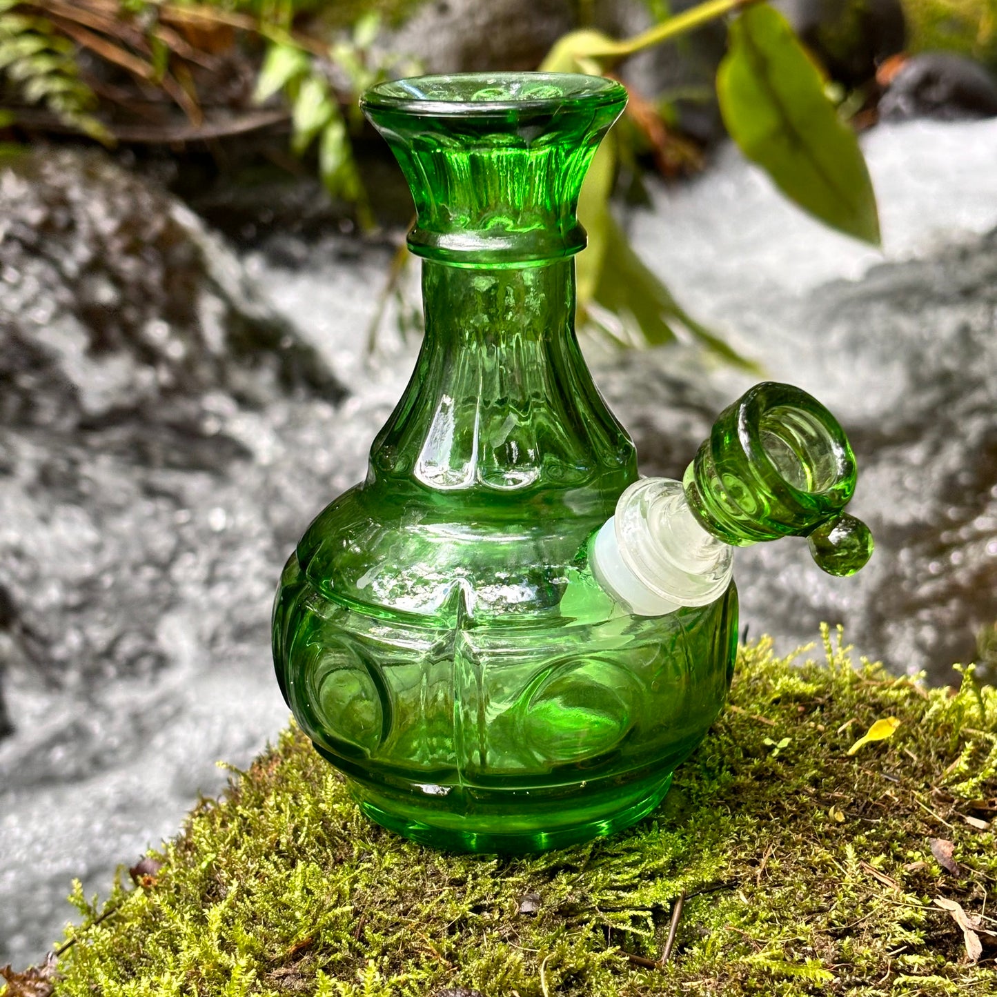 “Green Goblin” Vintage Upcycled Glass Glass Bong