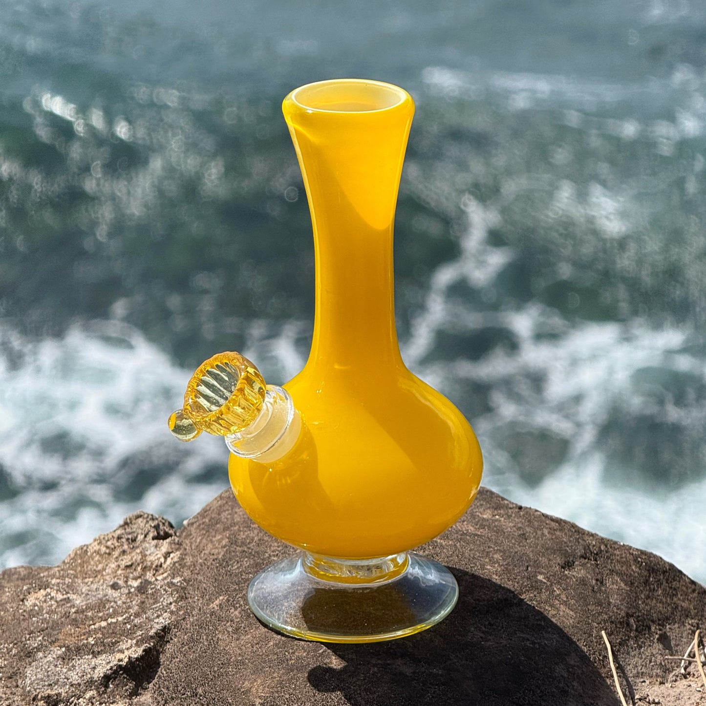 Vintage Yellow Glass Vase Bong “Daffodil Drop”