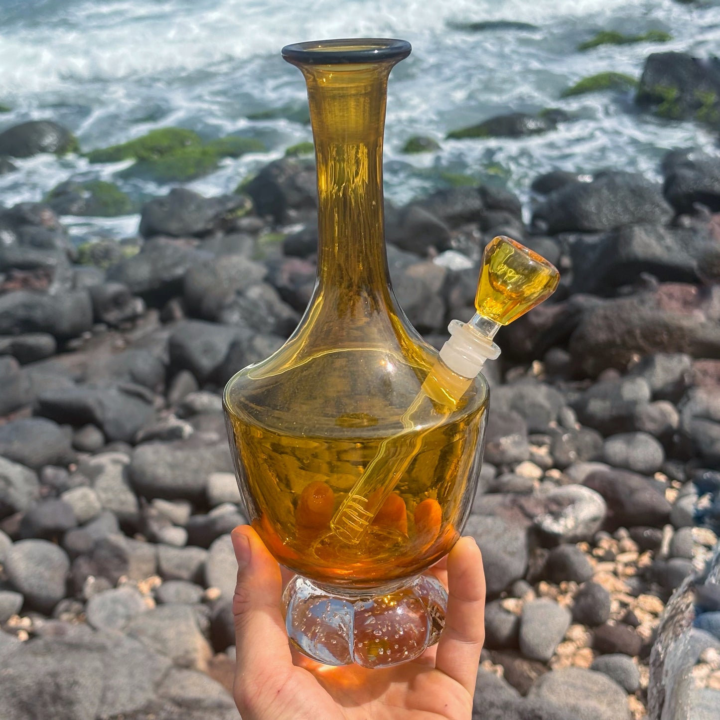 "Citrine Chalice" Vintage Upcycled Handblown Glass Vase Bong