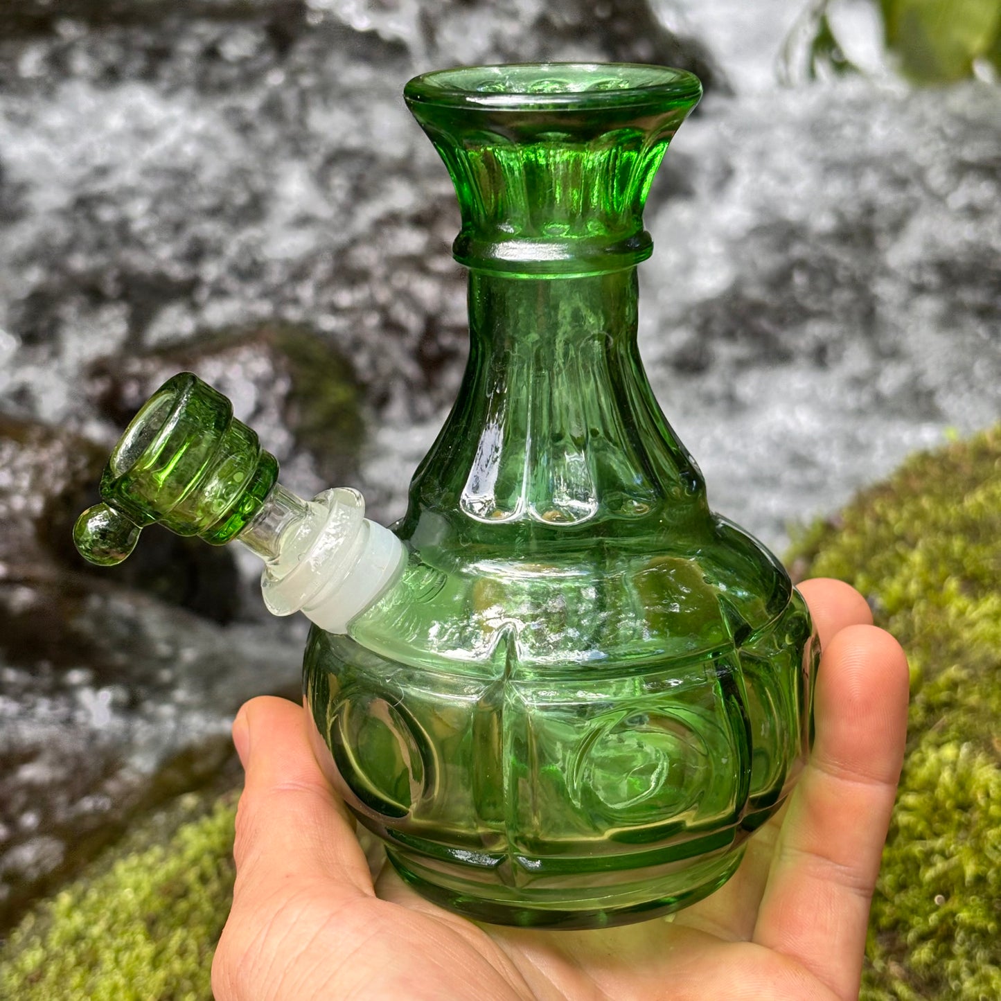 “Green Goblin” Vintage Upcycled Glass Glass Bong