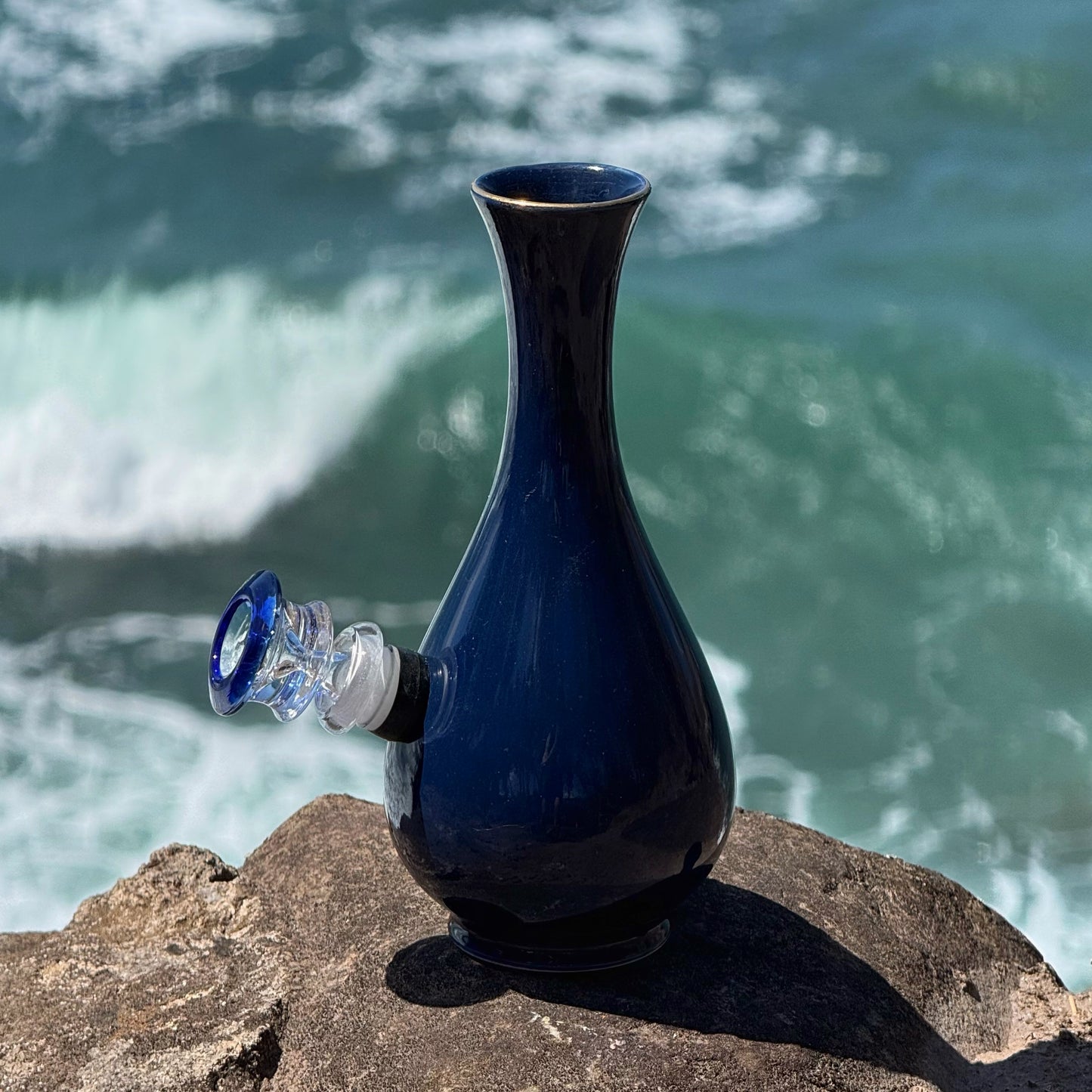 Vintage Ceramic Vase Bong “Cobalt Nautilus”
