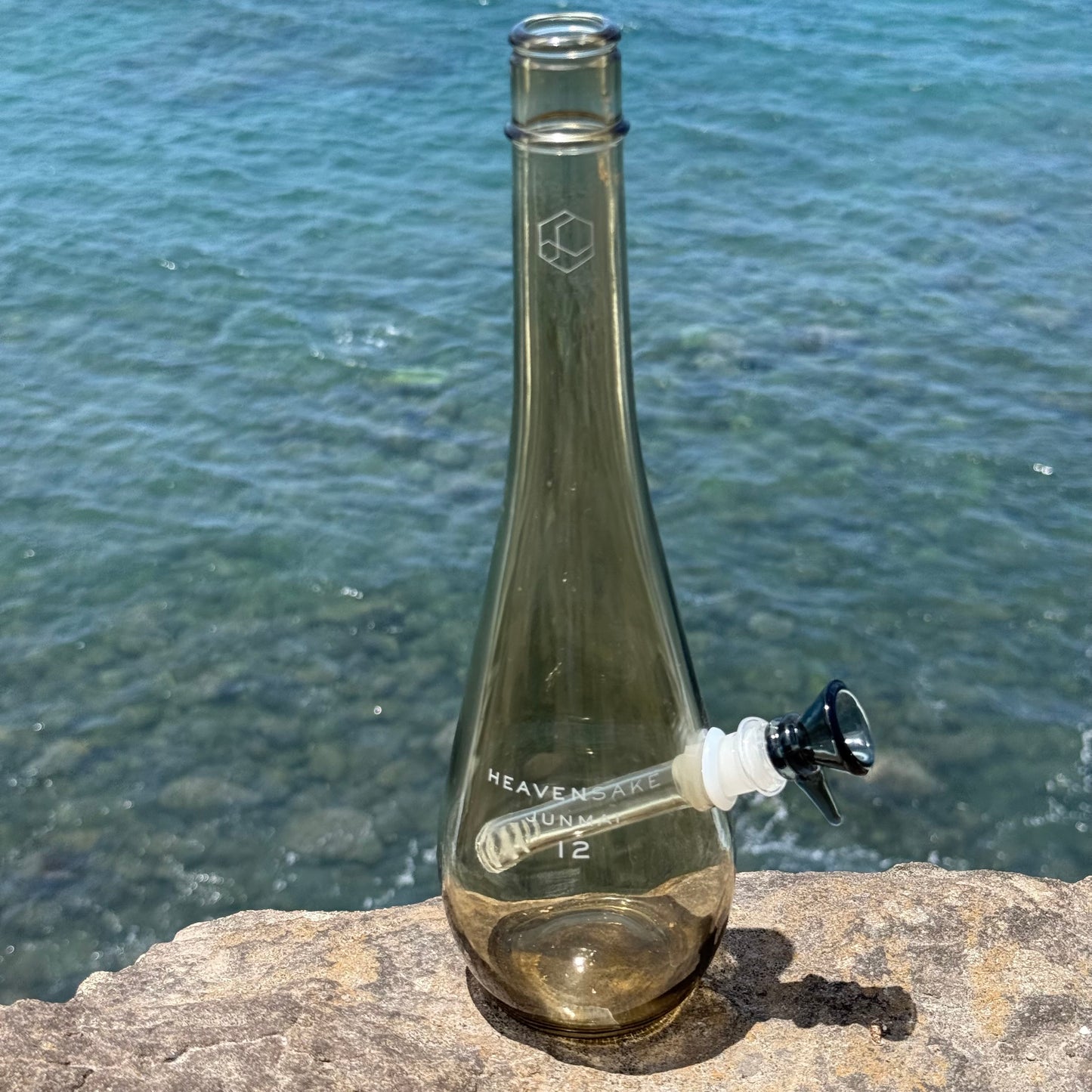 “Bottle Bong” Upcycled Smoky Glass Bottle Bong