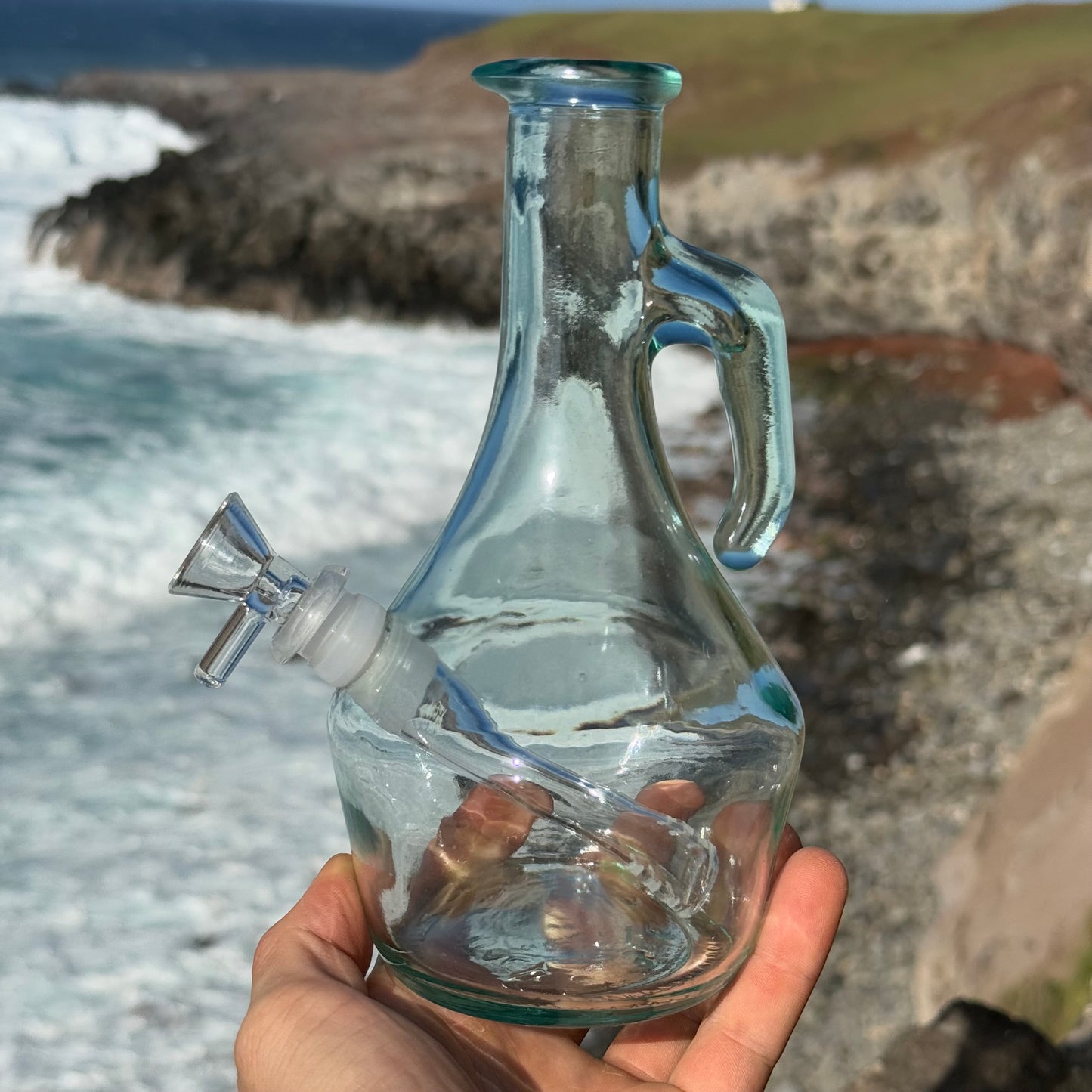 "Bottle Bong" Upcycled Glass Oil Bottle Bong
