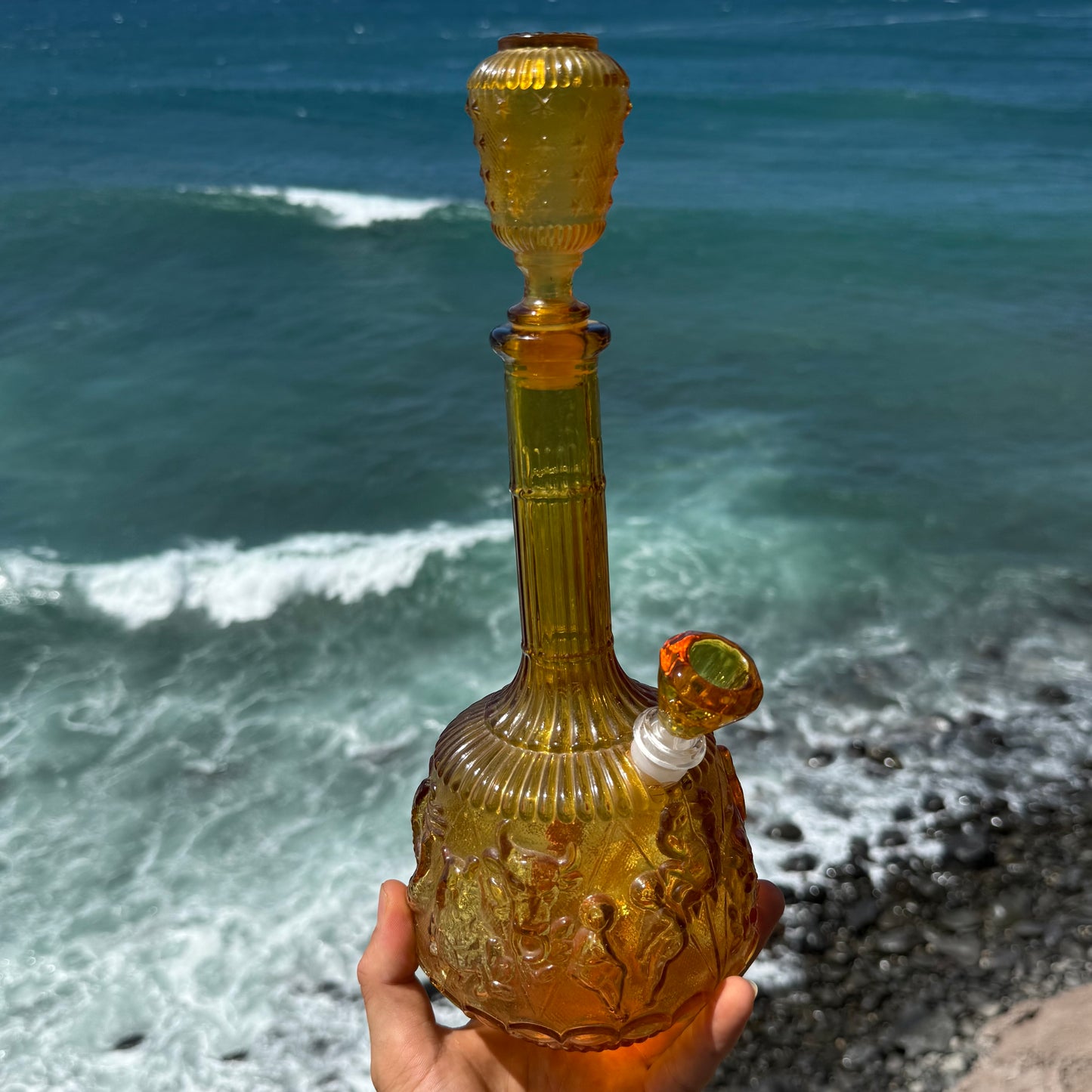 Vintage Decanter Bong “Citrine Constellation”