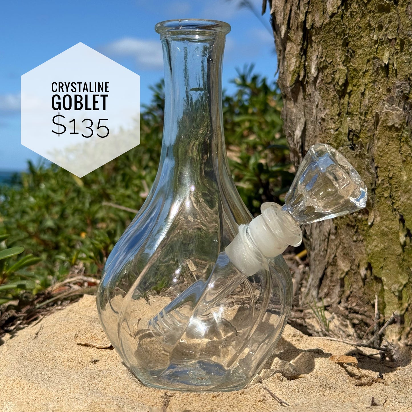 Clear Glass Vase Bong “Crystalline Goblet”