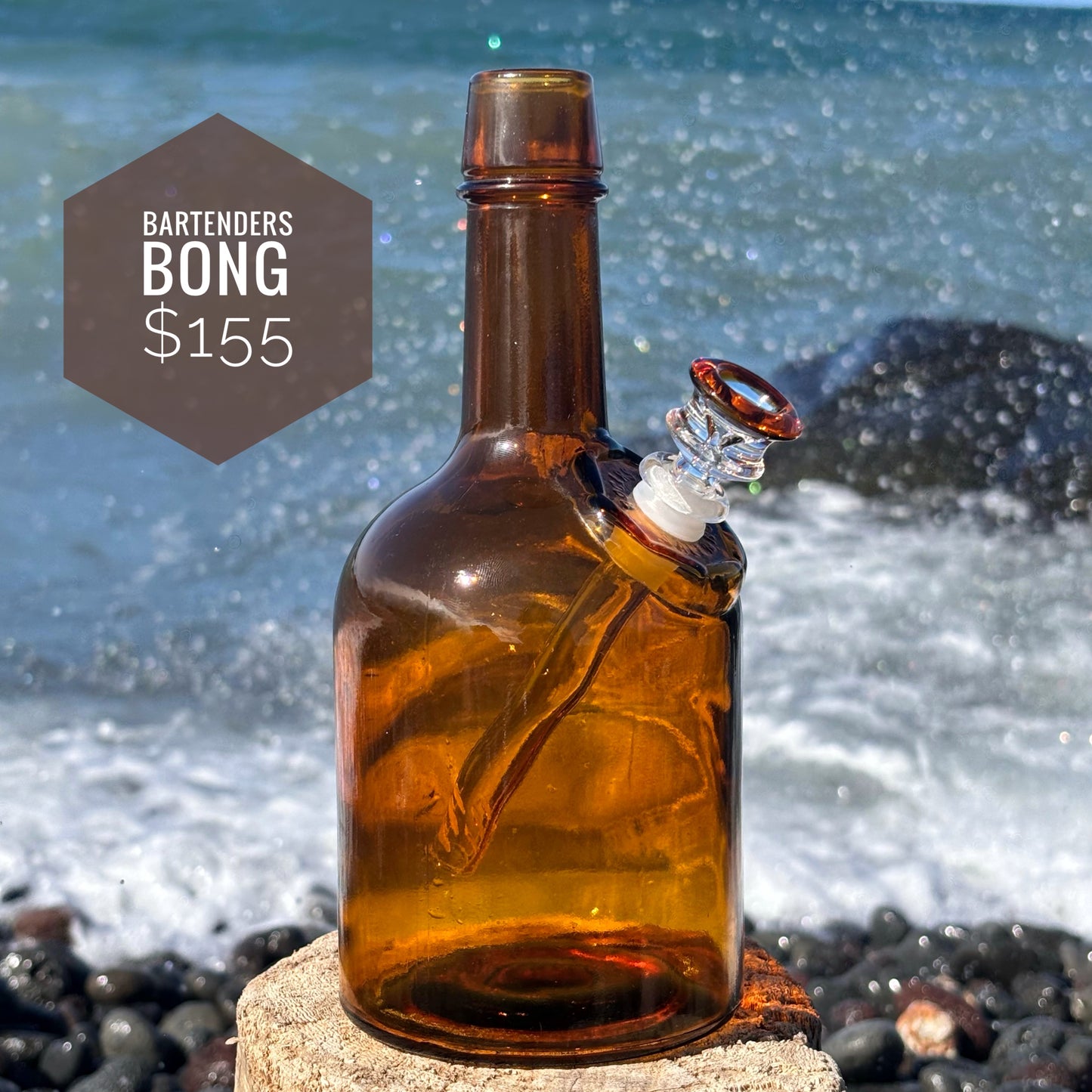 “Bartenders Bong” Vintage Upcycled Glass Bottle Bong